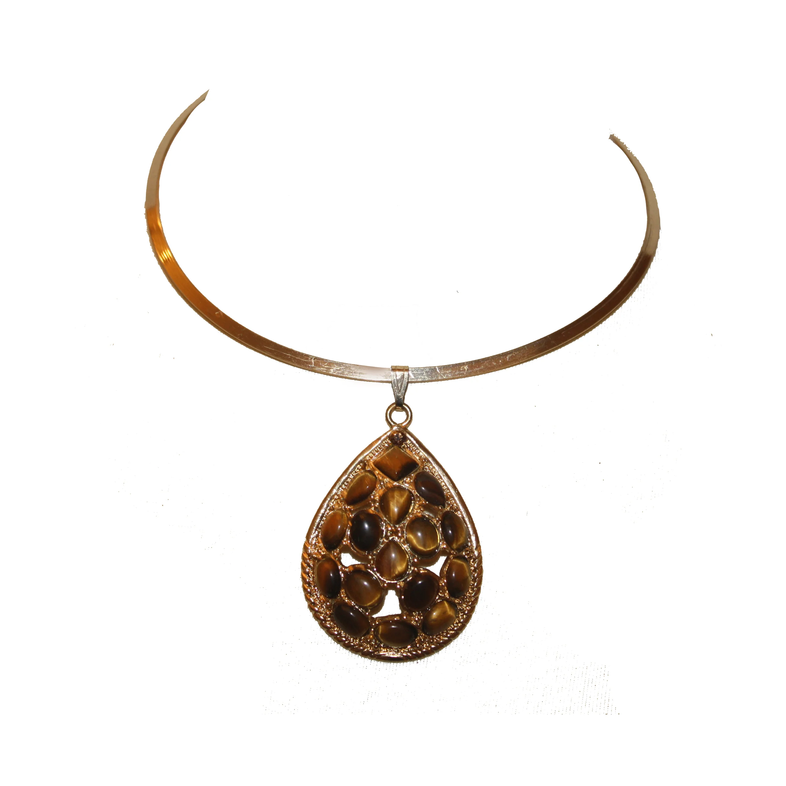 Vintage Tiger's Eye Droplet Collar Necklace