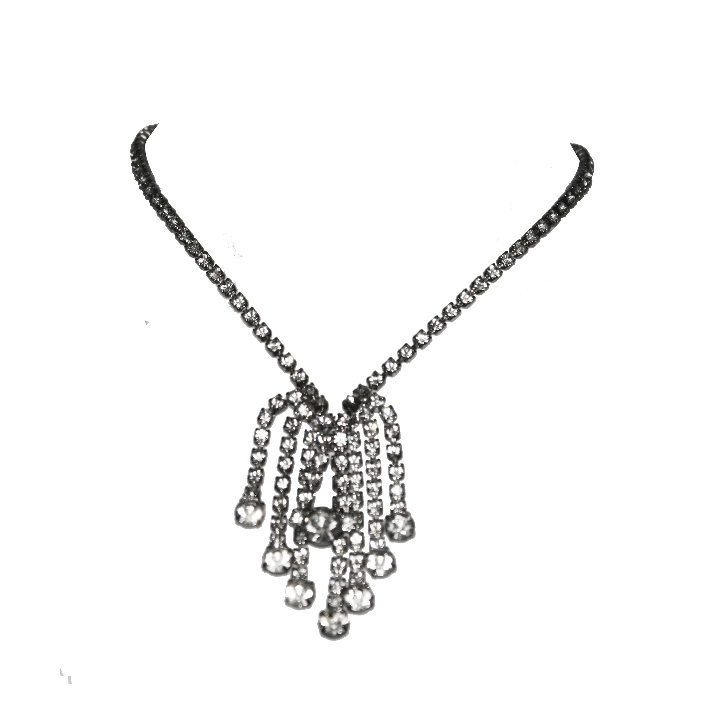 Vintage Waterfall Regal Rhinestone Necklace