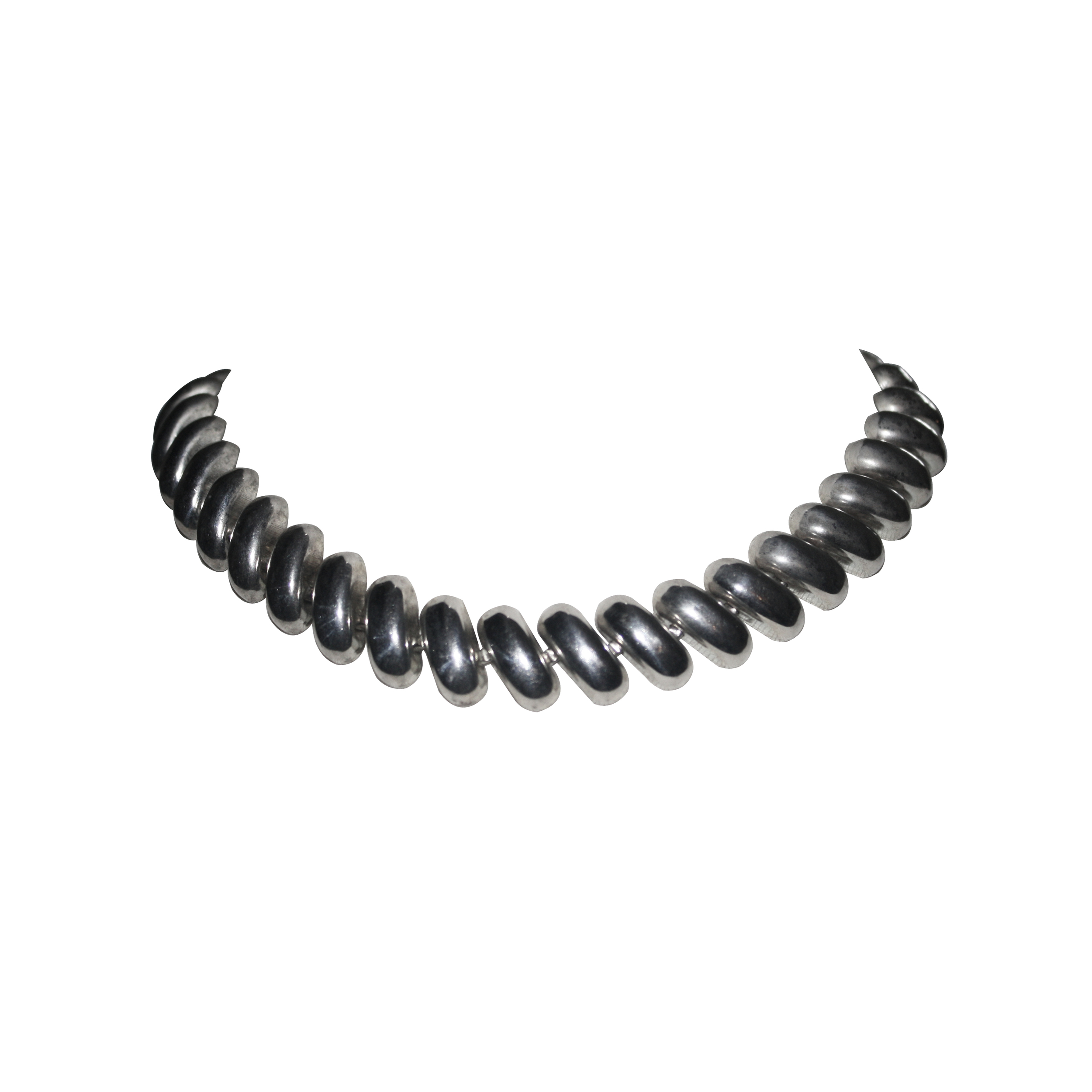 Vintage Polished Diagonal Silver Tone Neckalce 