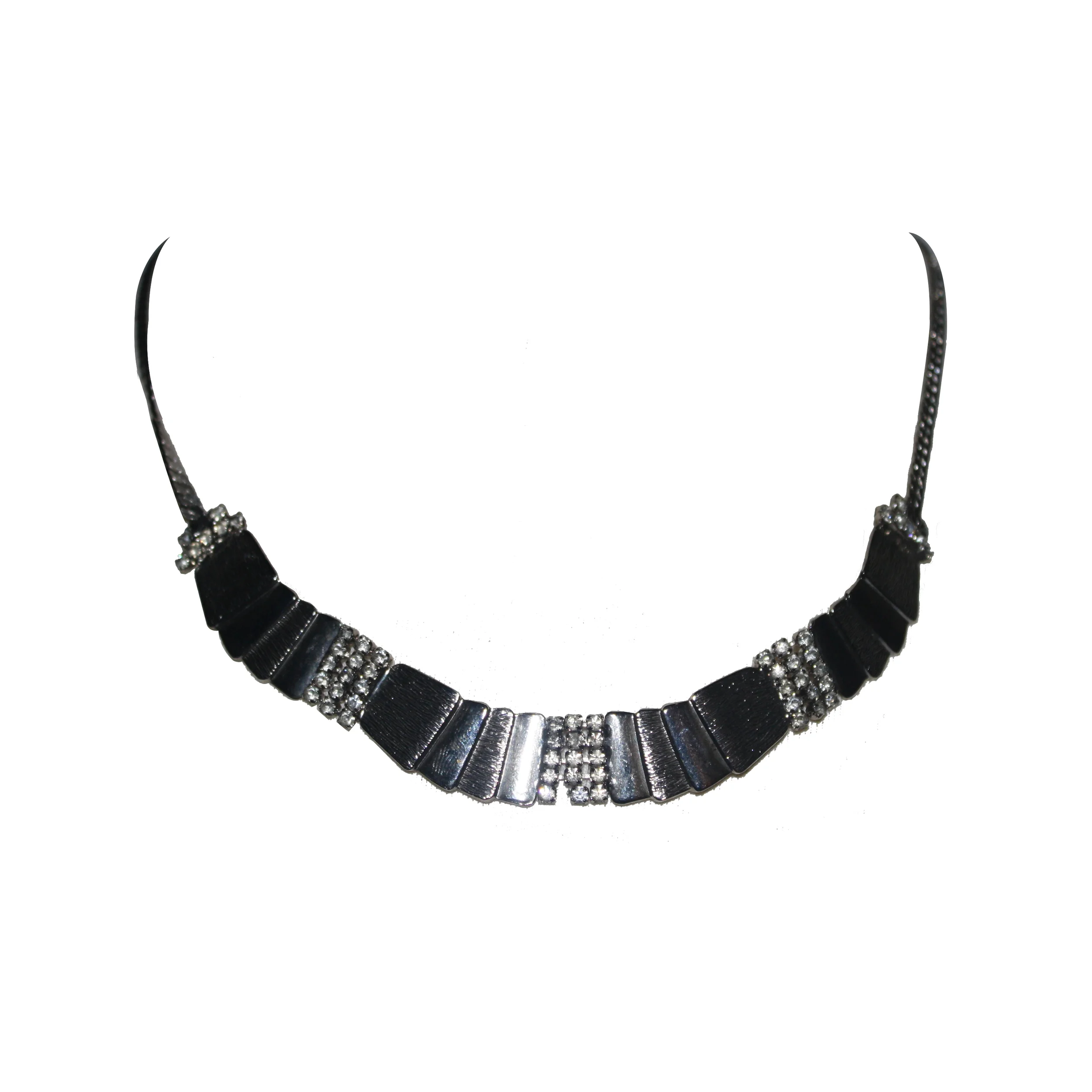 Vintage Subtle Silver Tone Rhinestone Necklace