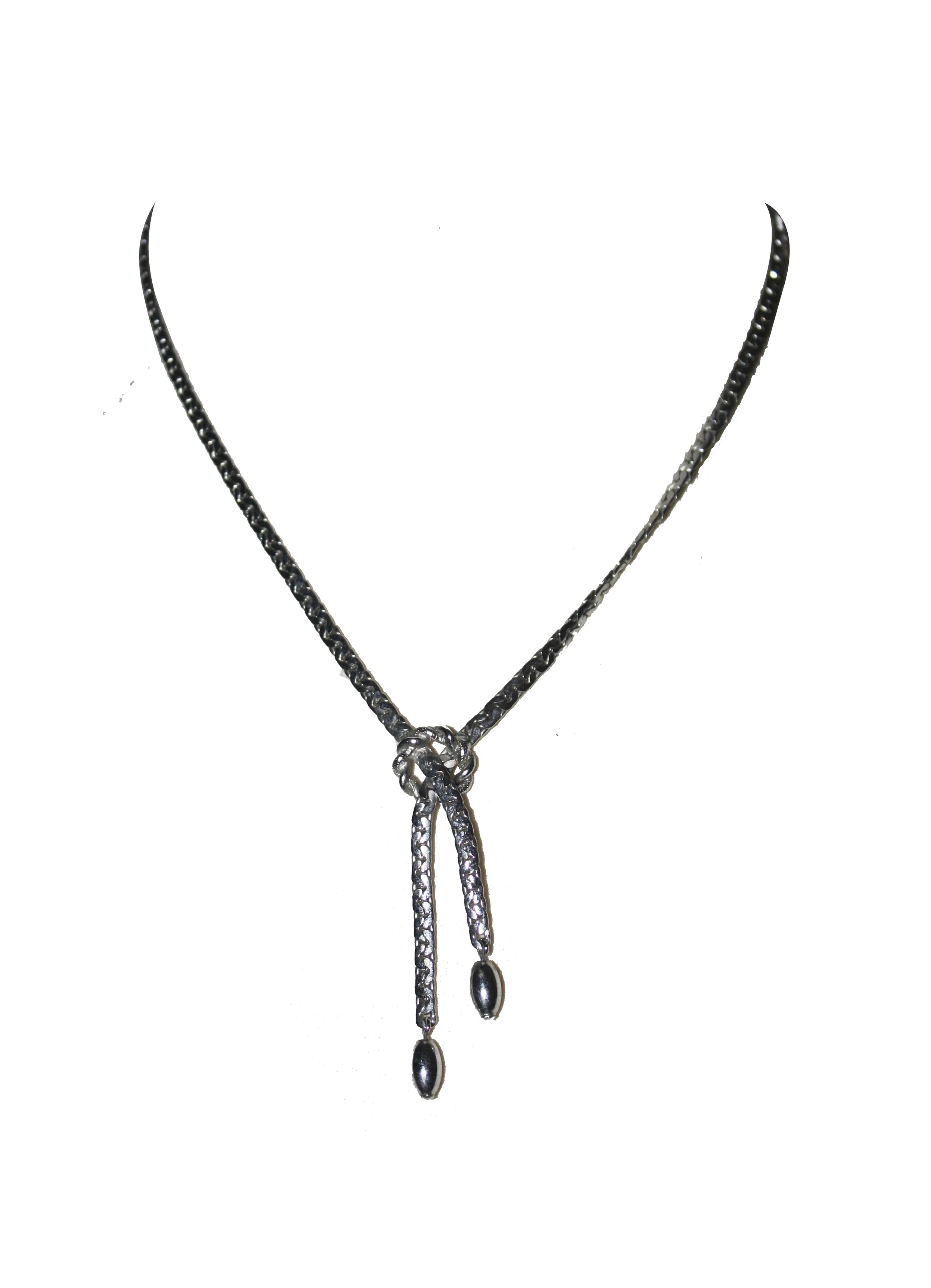 Vintage Roped Silver Tone Lariat Necklace