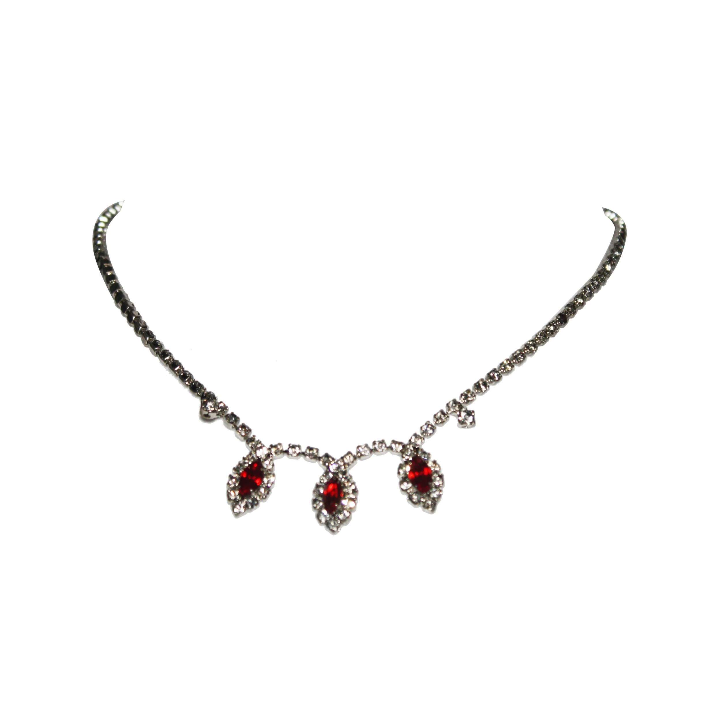 Vintage Triple Ruby Strass Necklace
