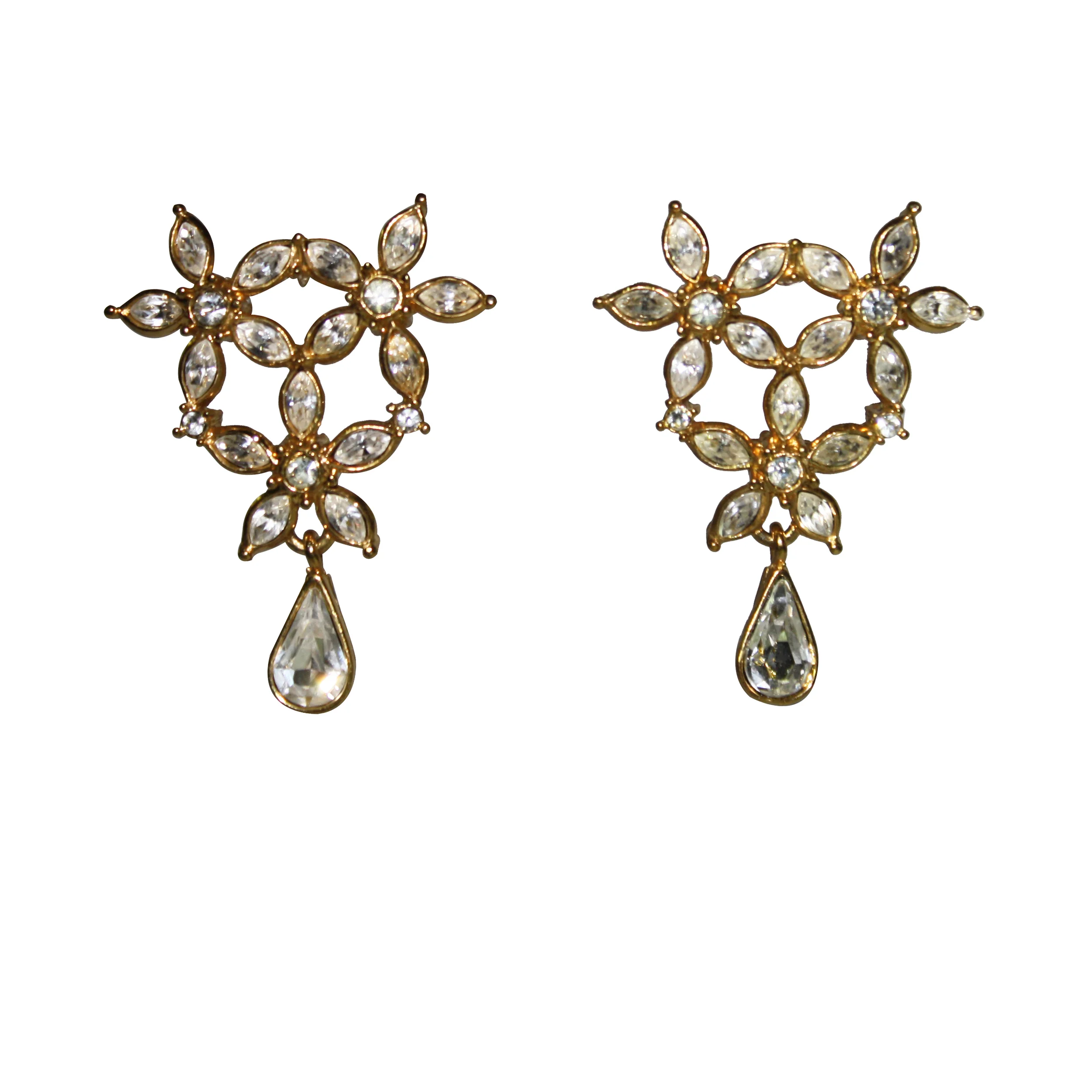Floral Droplet Rhinestone Earrings