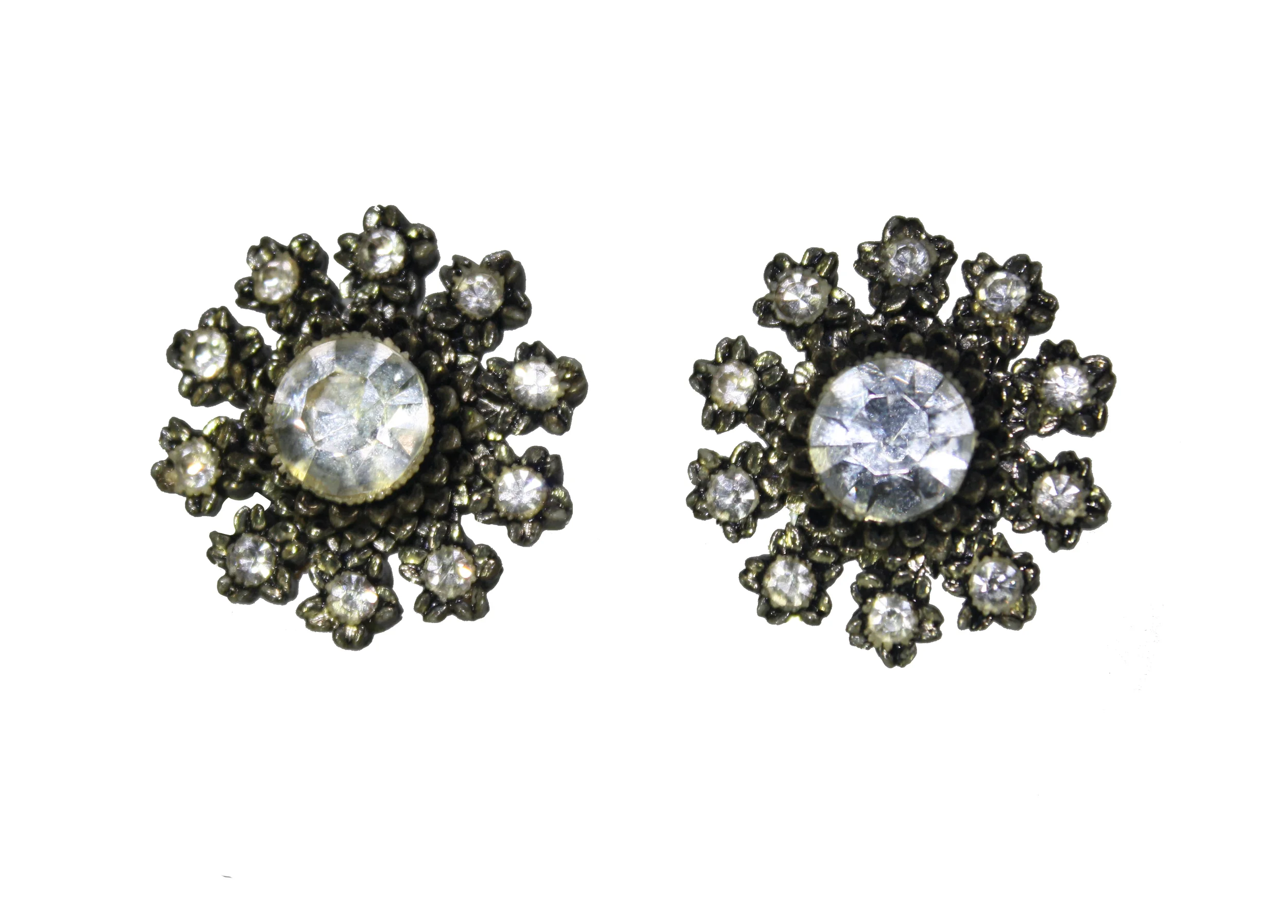 Victorian Revival Rhinestone Diamante Flower Earrings