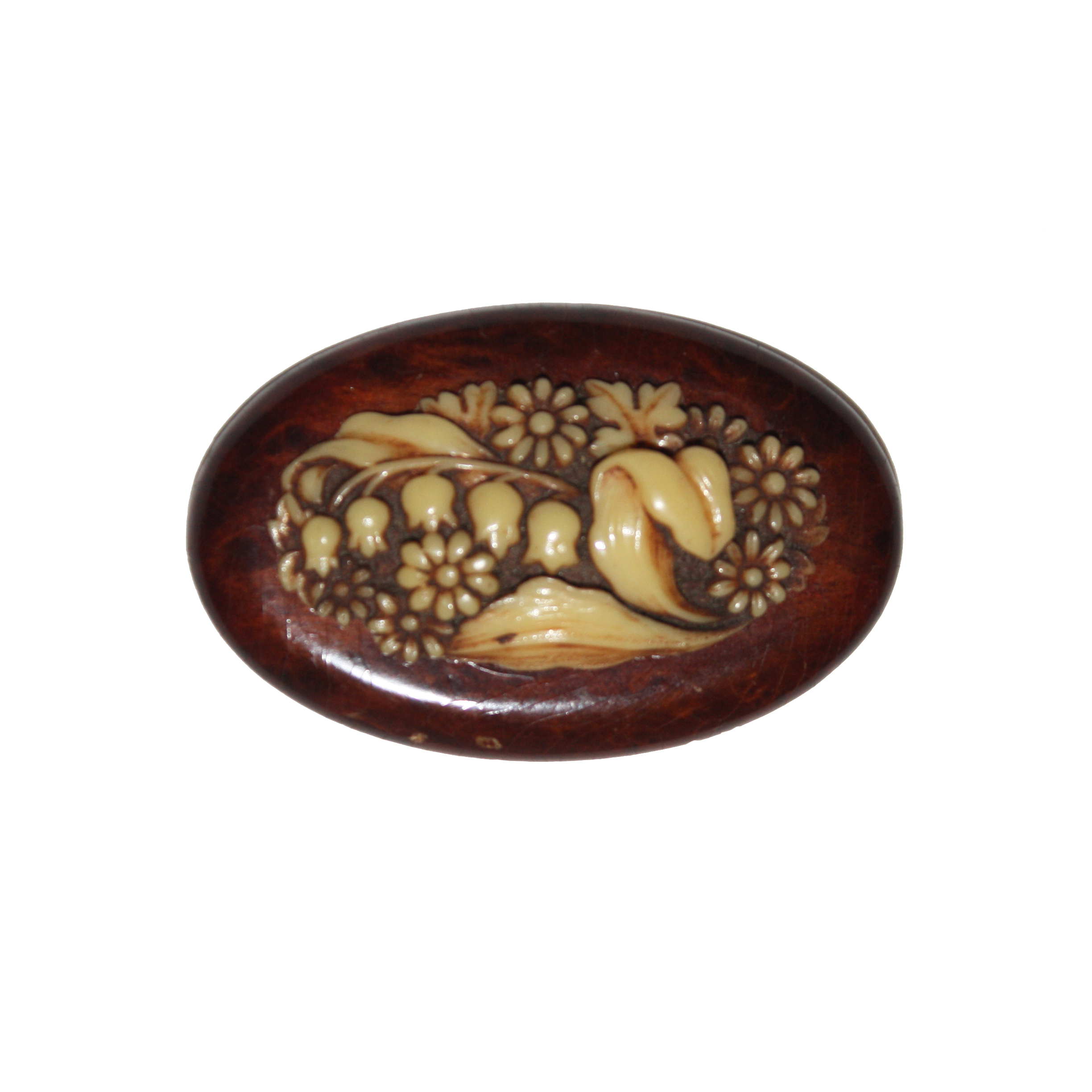 Vintage Wooden Garden Brooch