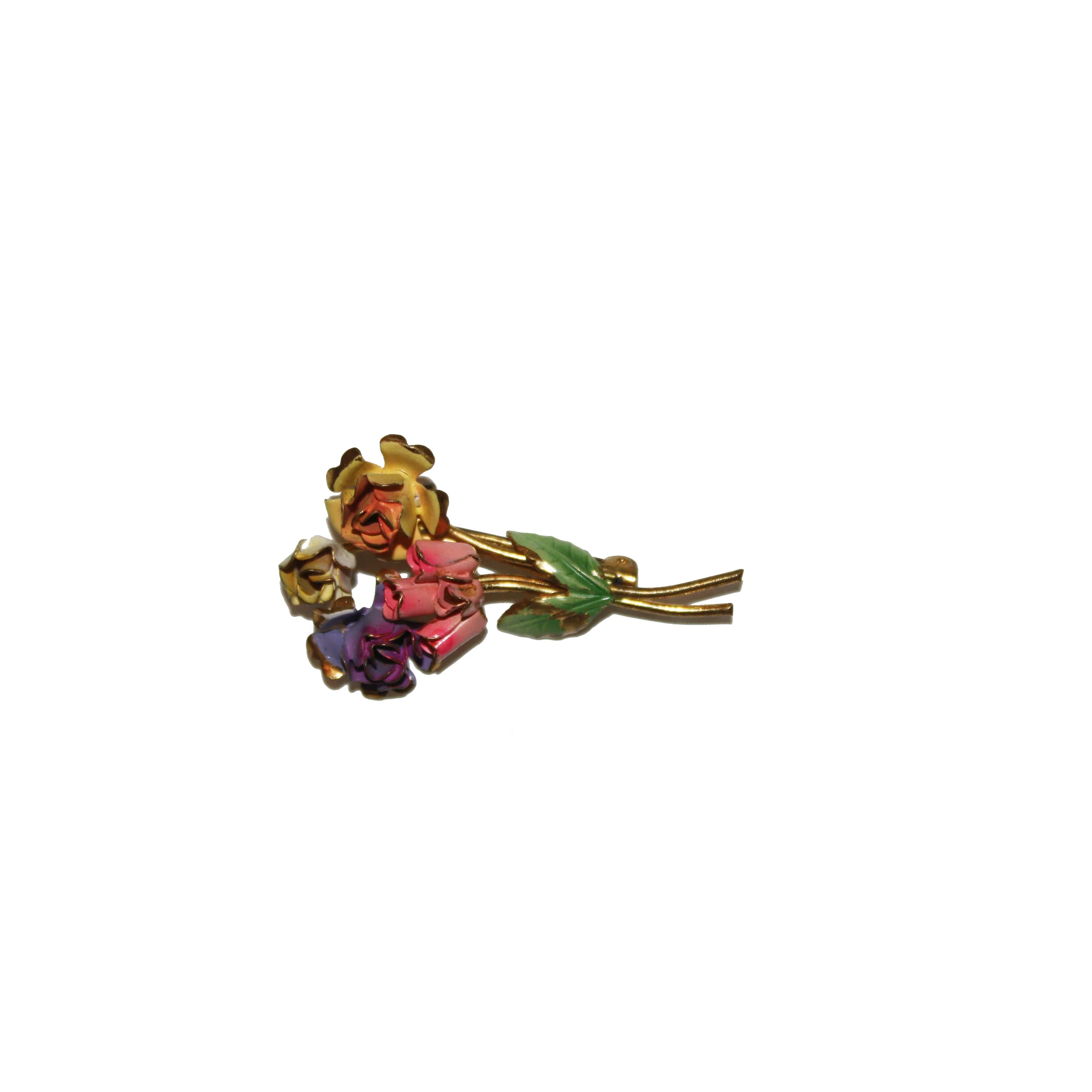Vintage Painted Mini Bouquet Brooch