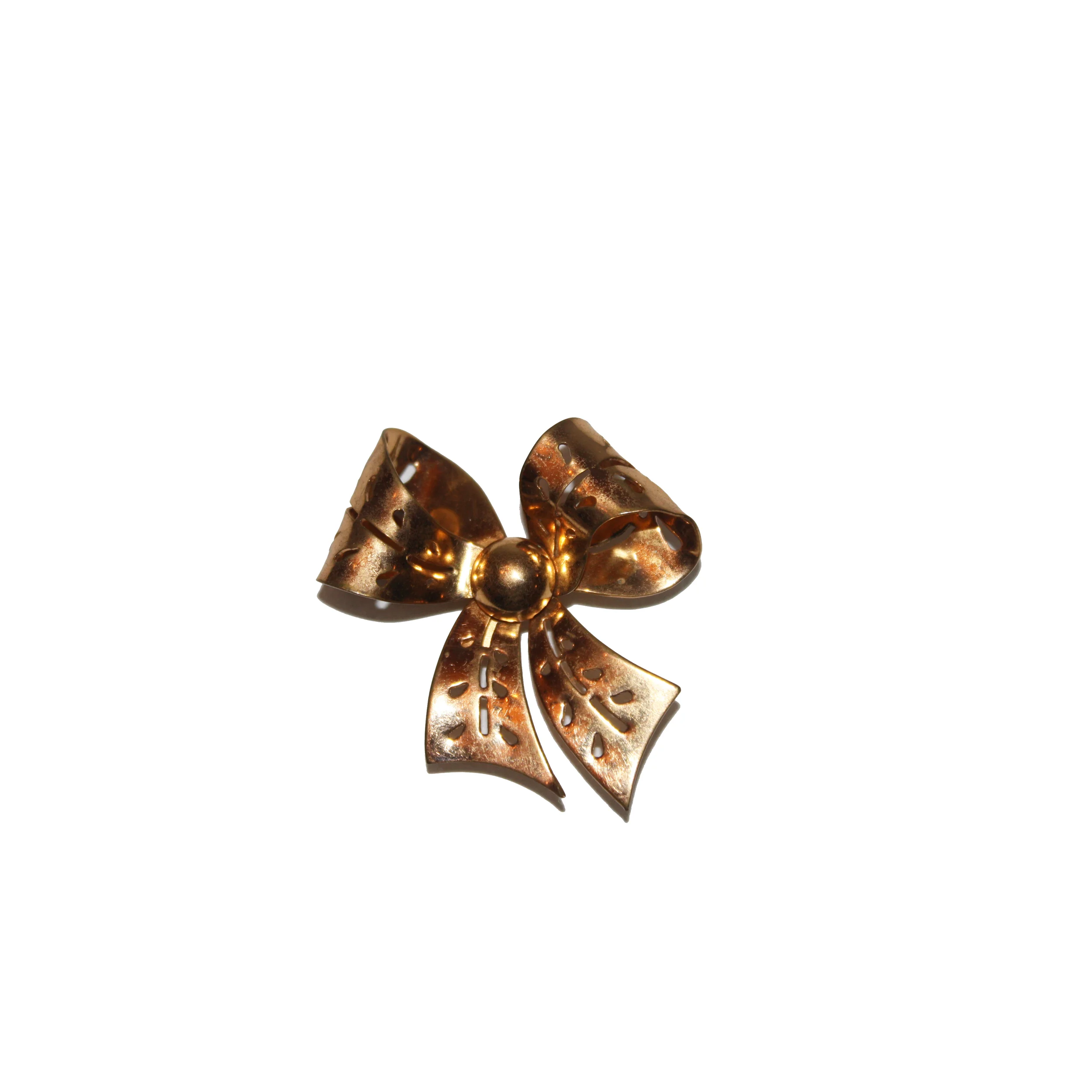 Vintage Decorative Gold Tone Ribbon Brooch