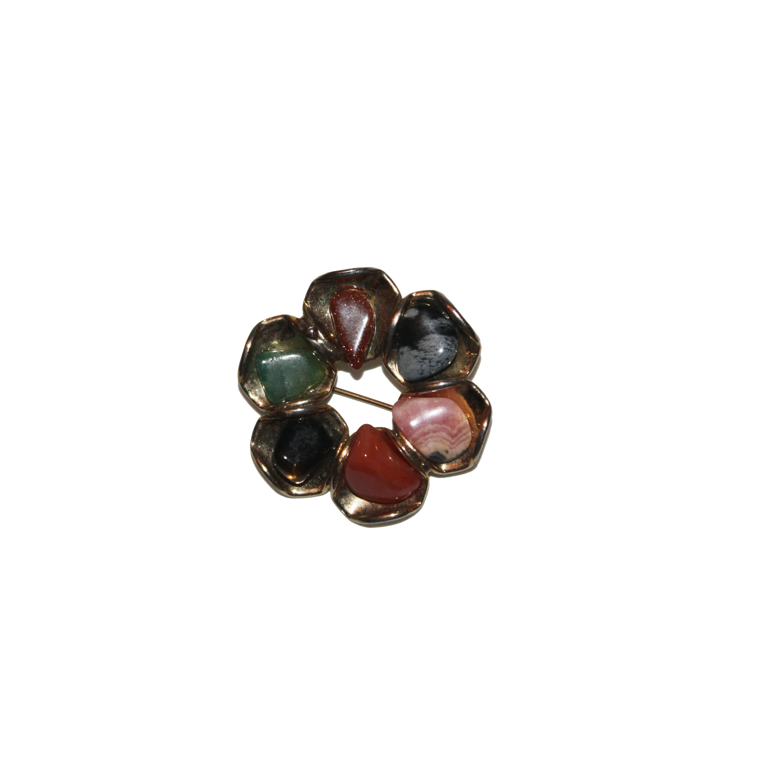 Vintage Multi-Stone Geo Brooch