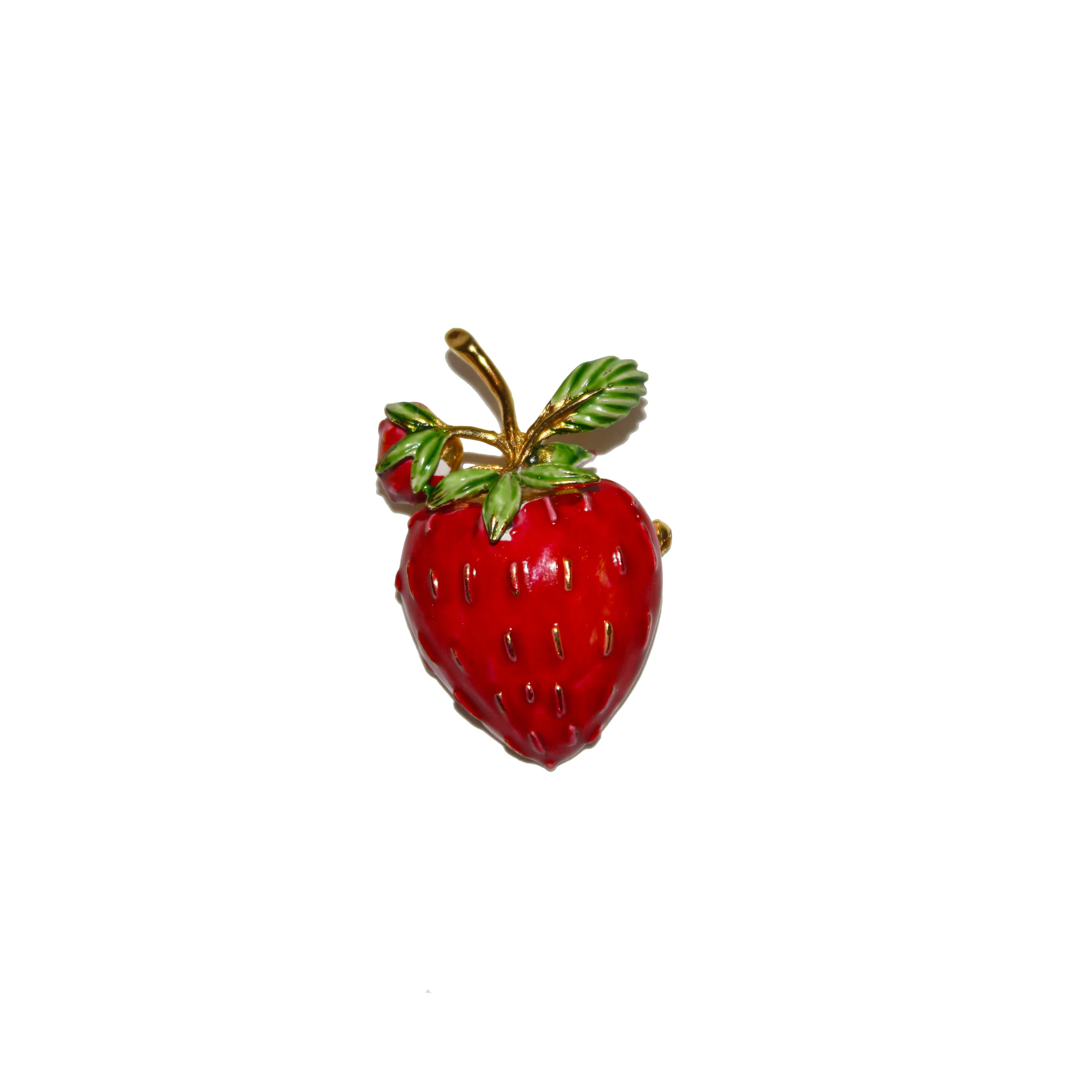 Vintage Strawberry Enameled Brooch