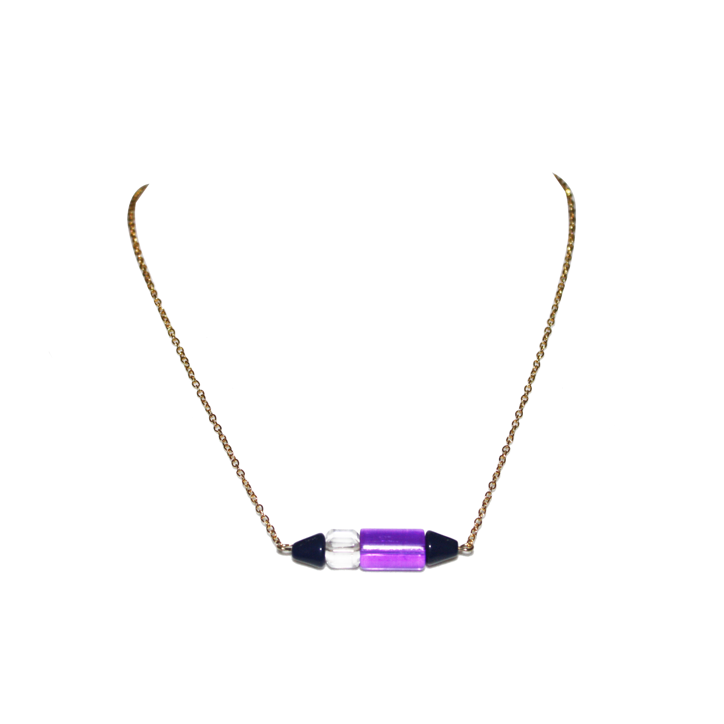 Grape Cone Lucite Cylinder Facets Necklace 