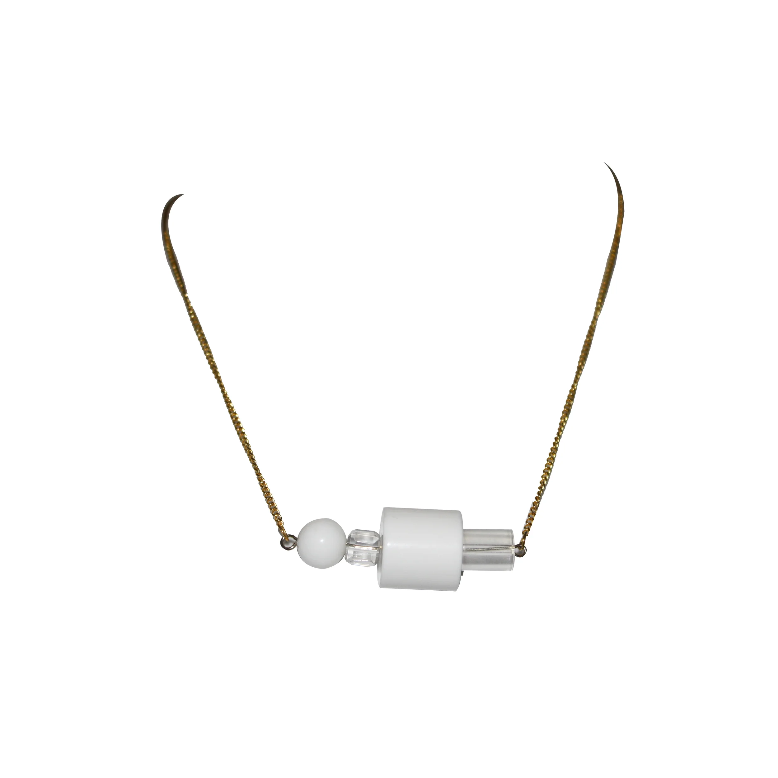 Modernistic Milk Lucite Tubular Necklace