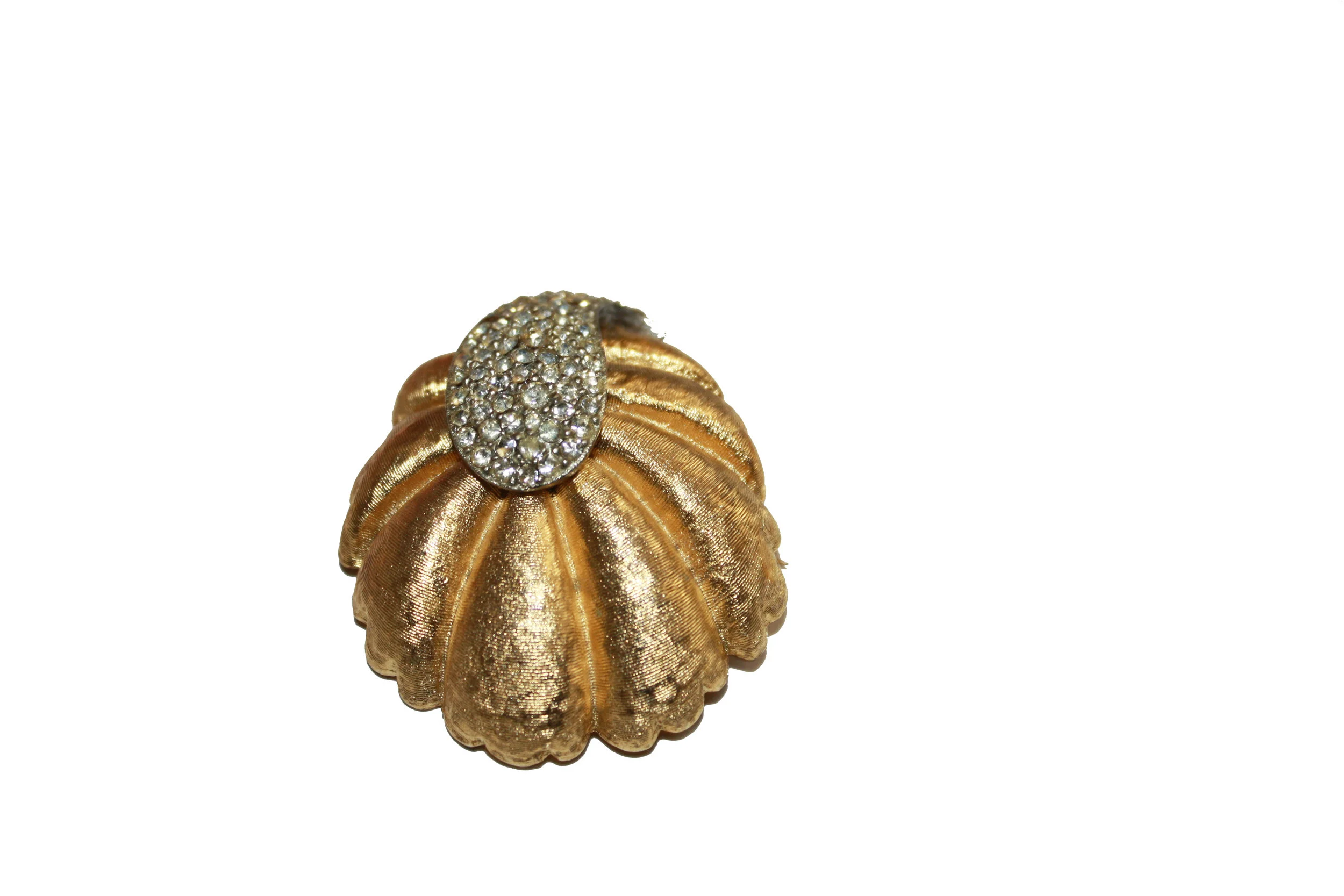 3D Floral Rhinestone Gold Brooch