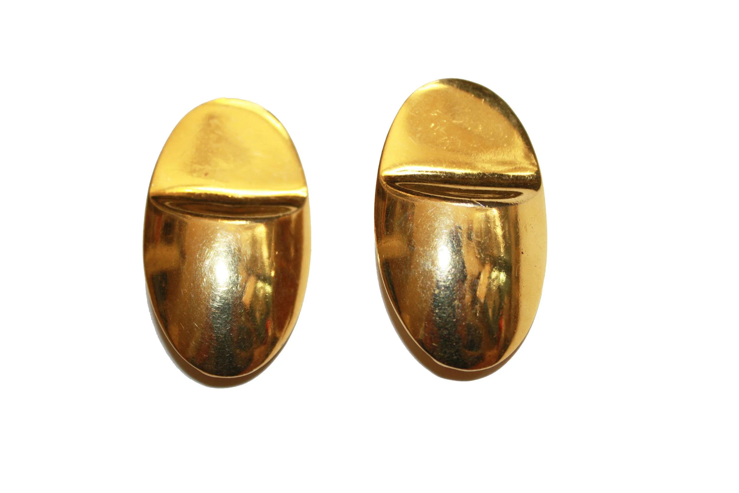 1980s Gold Ovular Clip on Earrings