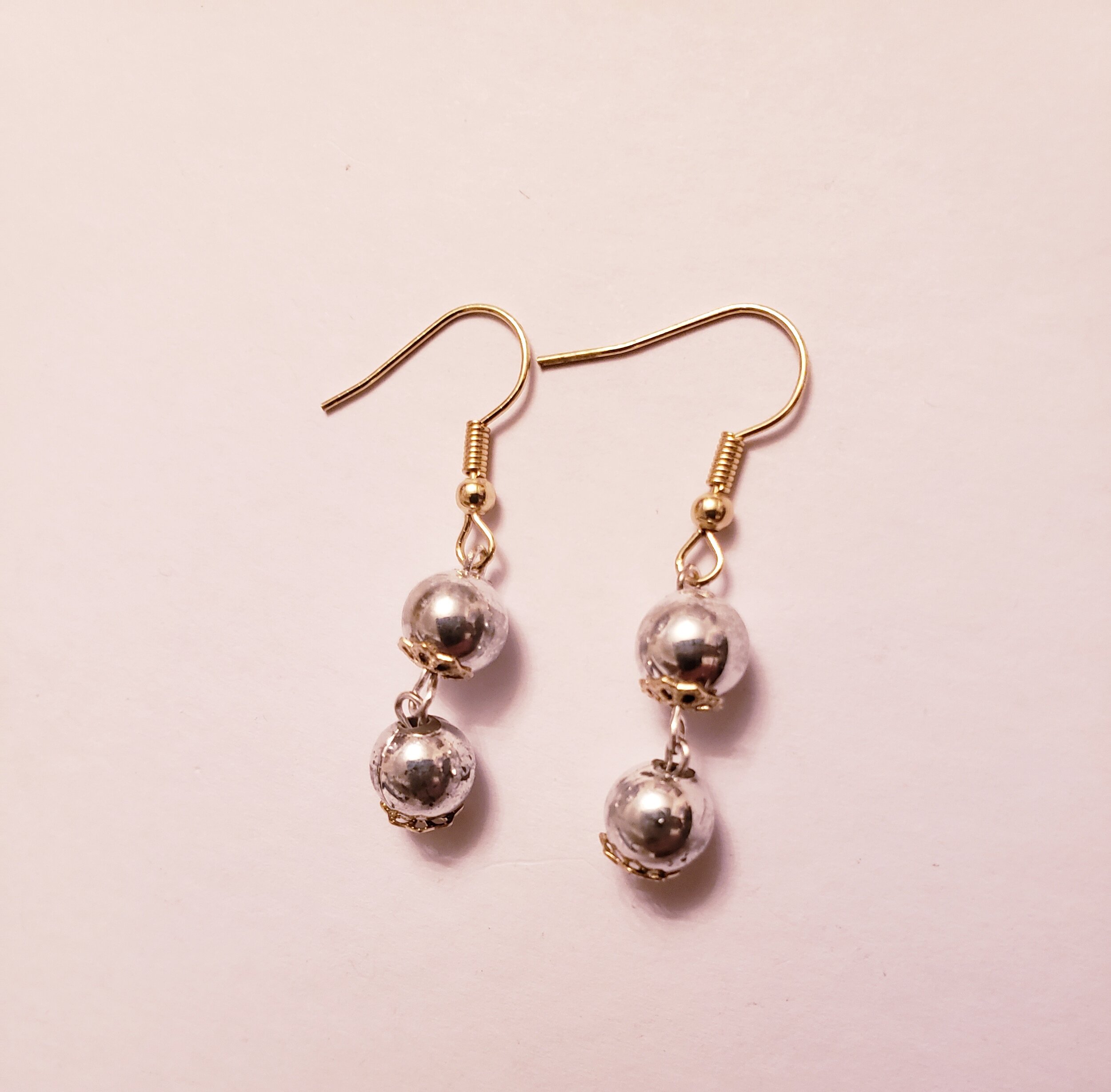 Double Level Silver Tone Earrings