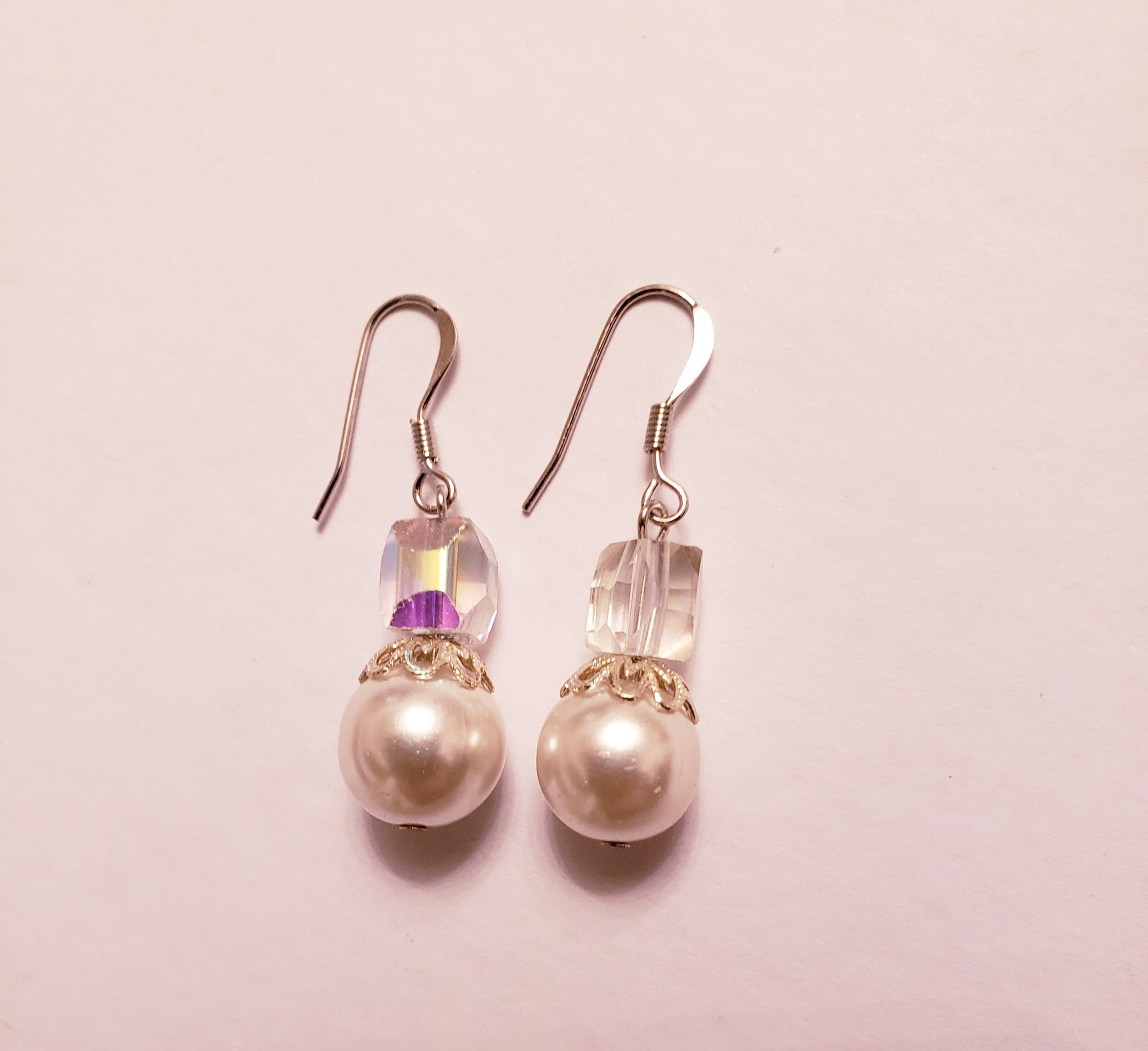 Vintage Crystal and Faux Pearl Earrings