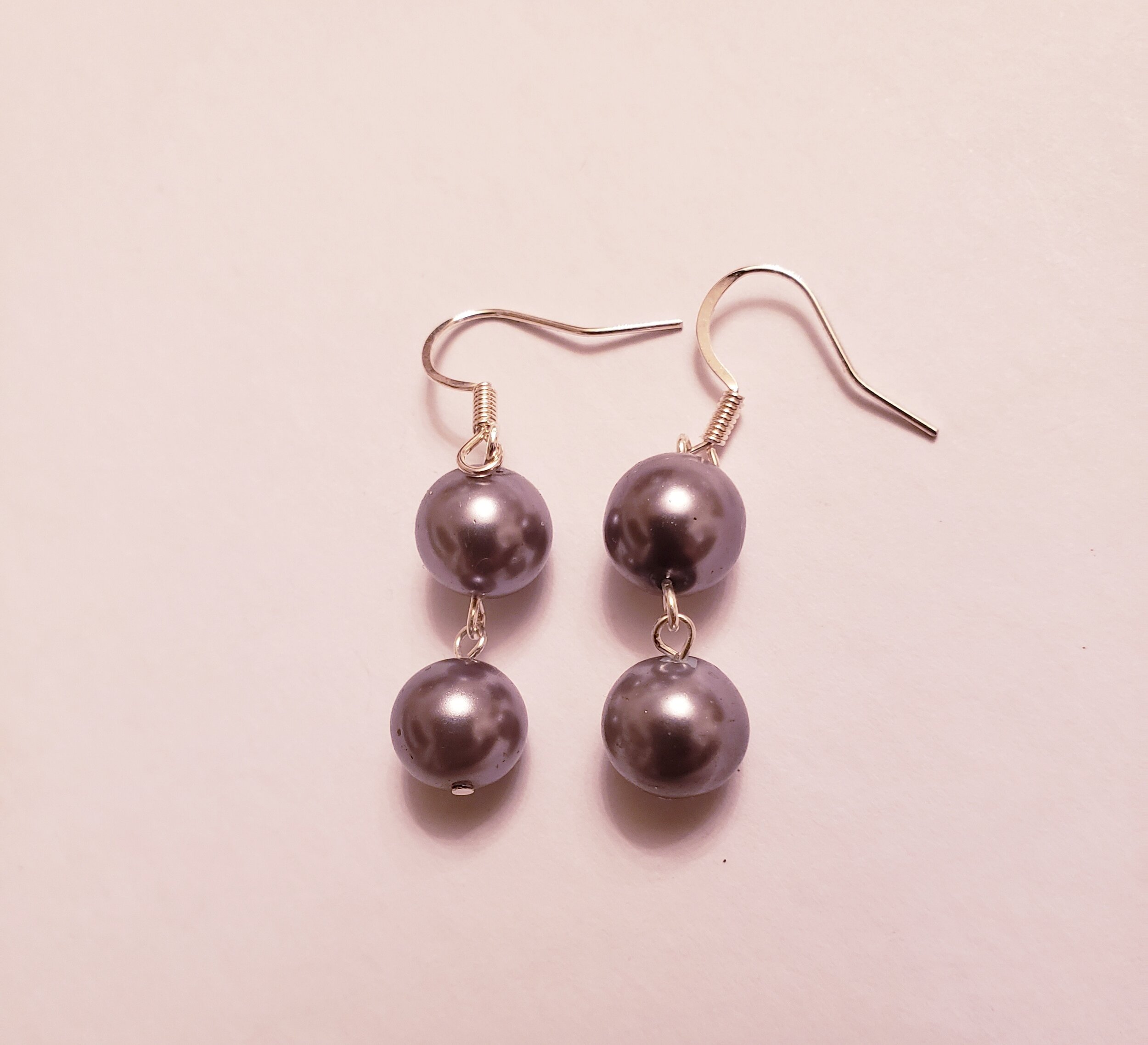 Double Grey Faux Pearl Earrings
