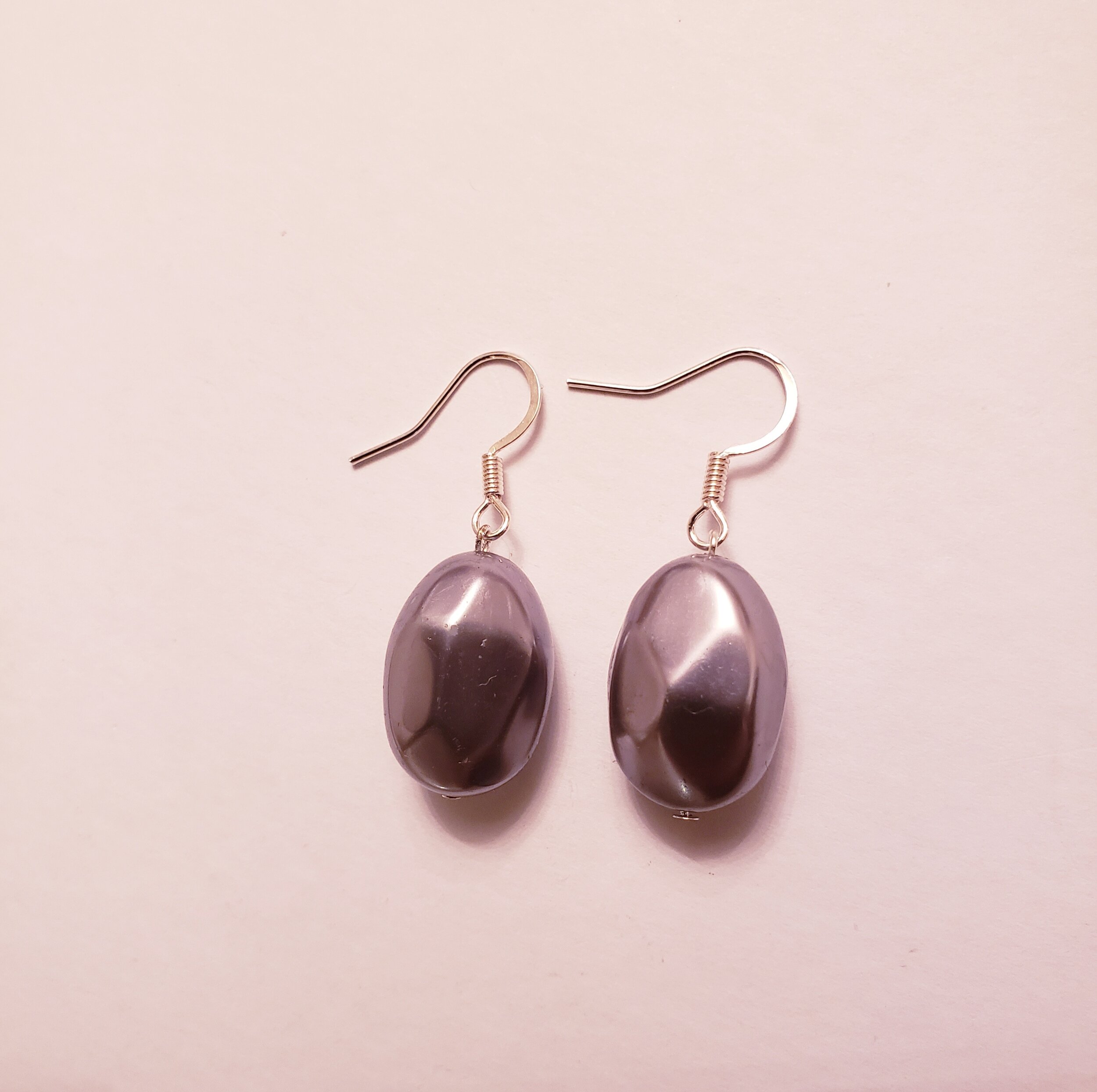 Rippled Grey Faux Pearl Earrings