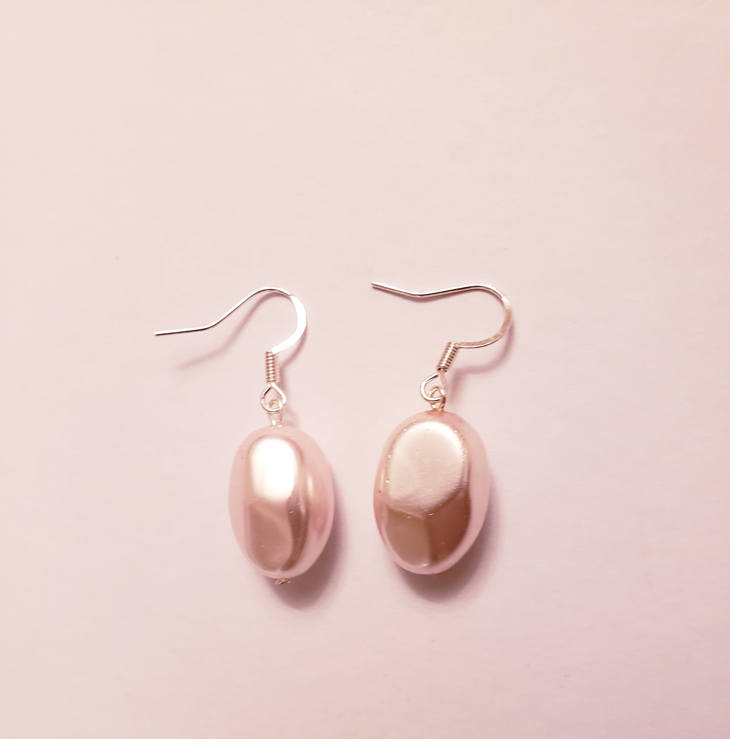 Rippled Pink Faux Peal Earrings