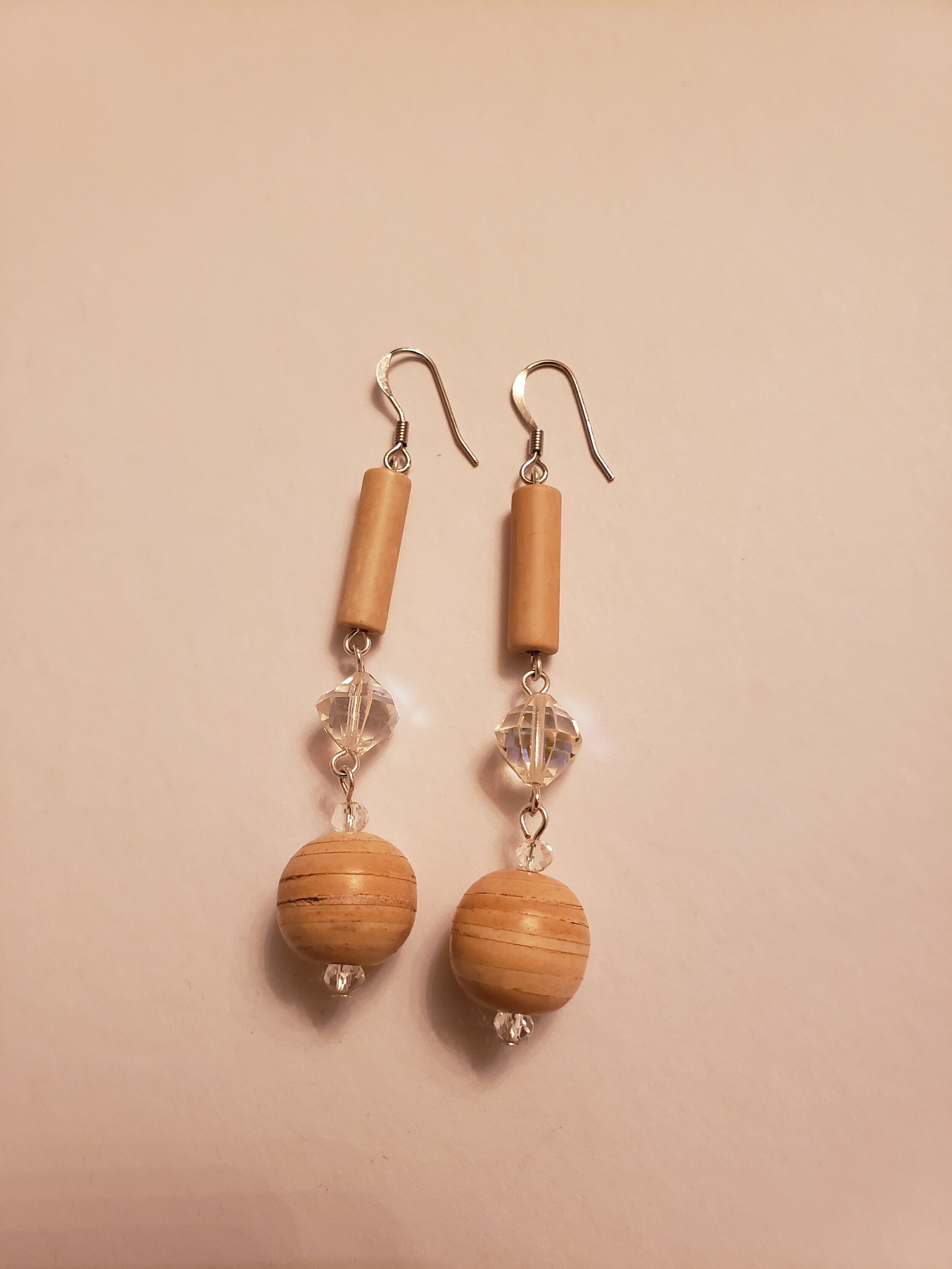 Beige and Crystal Earrings