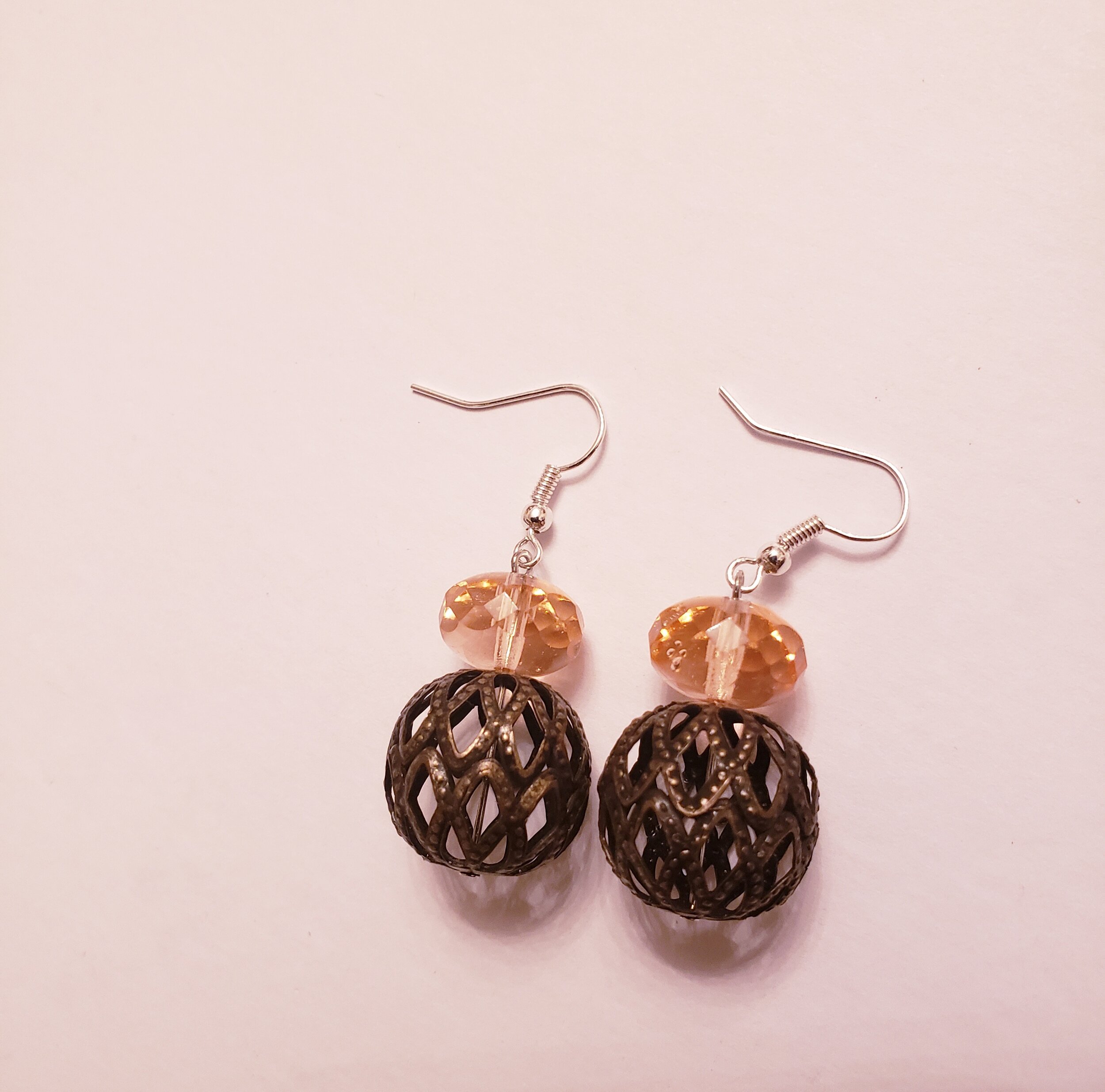 Peach and Basket Earrings