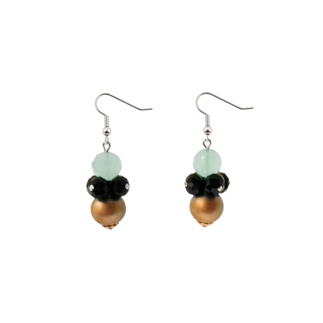 Golden Egg & Aqua & Jet Gobster Earrings