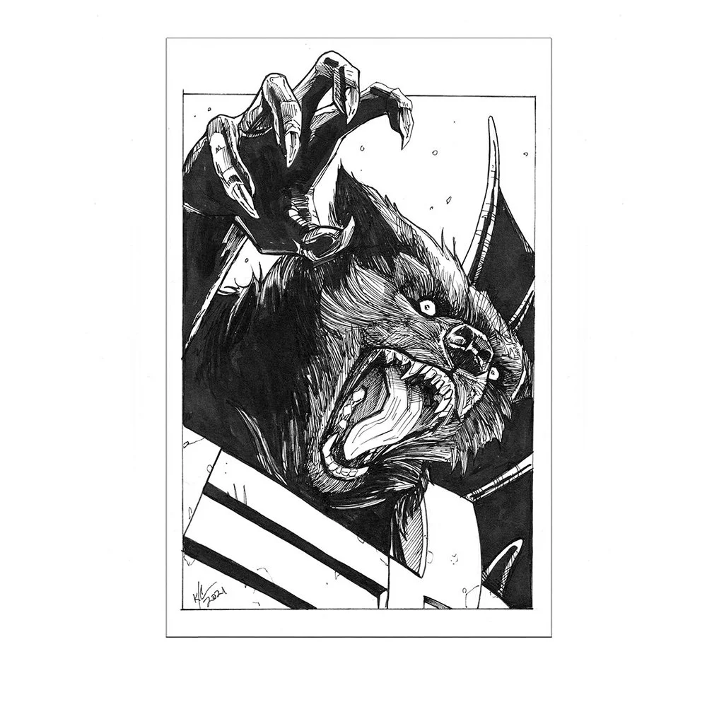 Fangry Inktober Sketch (Fuzzy)
$100 ($160 for two, $200 for 3 Inktober Art)
5"x7" Inks