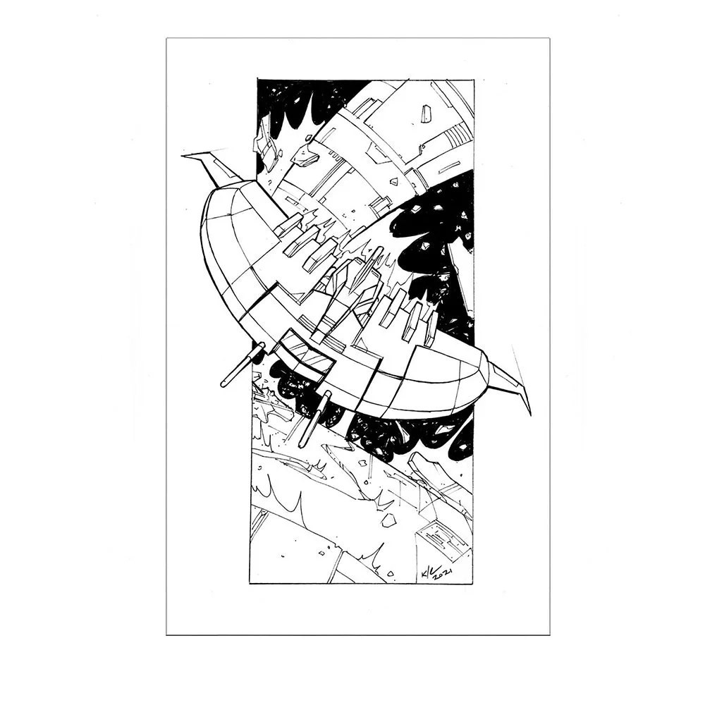 Moonbase Shuttle Inktober Sketch (Moon)
$100 ($160 for two, $200 for 3 Inktober Art)
5"x7" Inks