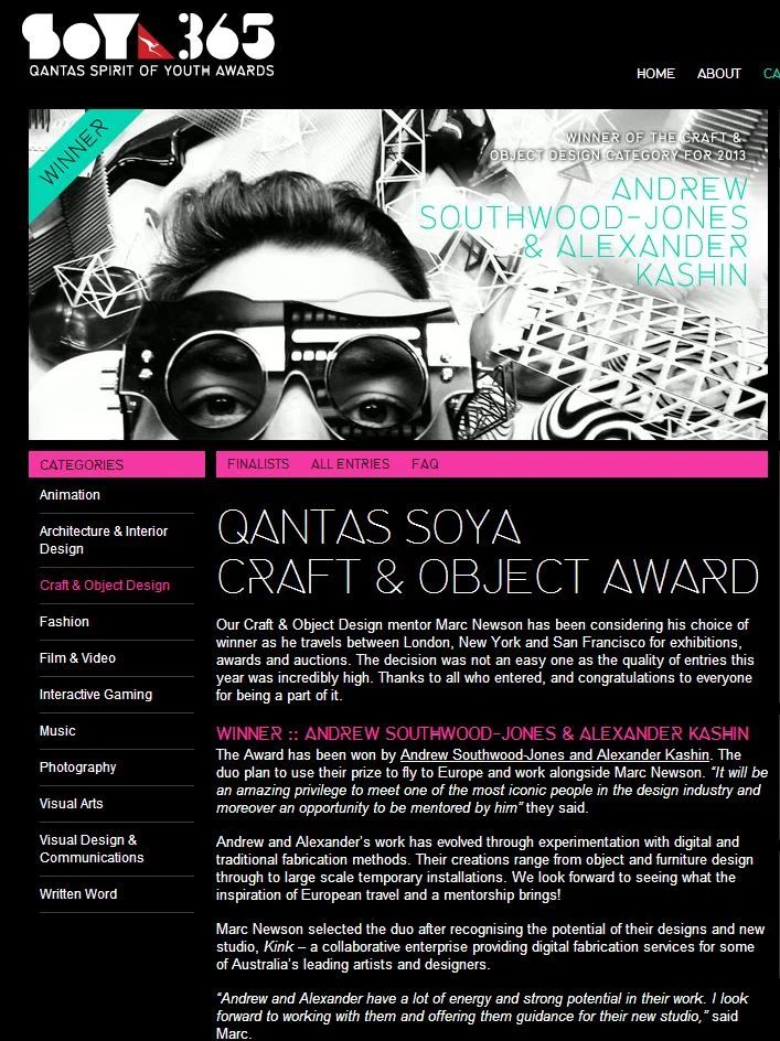 Duo Andrew&nbsp;Southwood-Jones&nbsp;and Alexander&nbsp;Kashin&nbsp;announced as winners of&nbsp;SOYA&nbsp;craft and object design award.