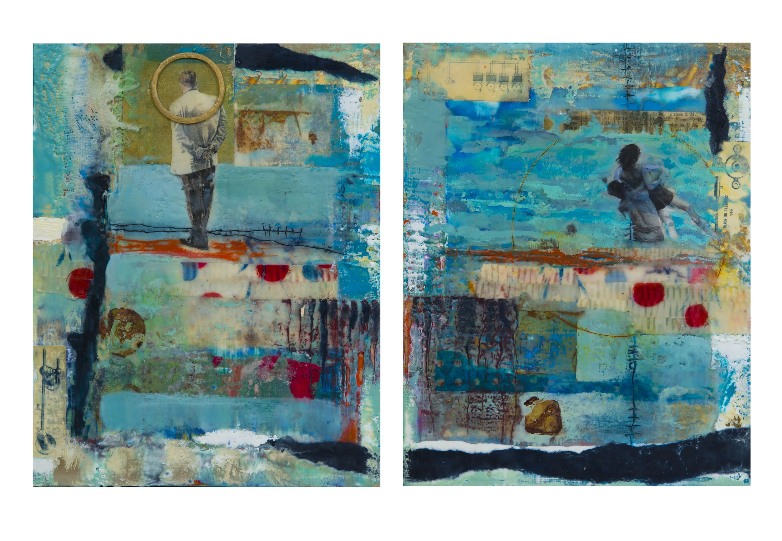 The Wild God, (Zeus Myth) 2014, 12 x 18 x ( x 2 ) encaustic, cardboard, rust, photography, 