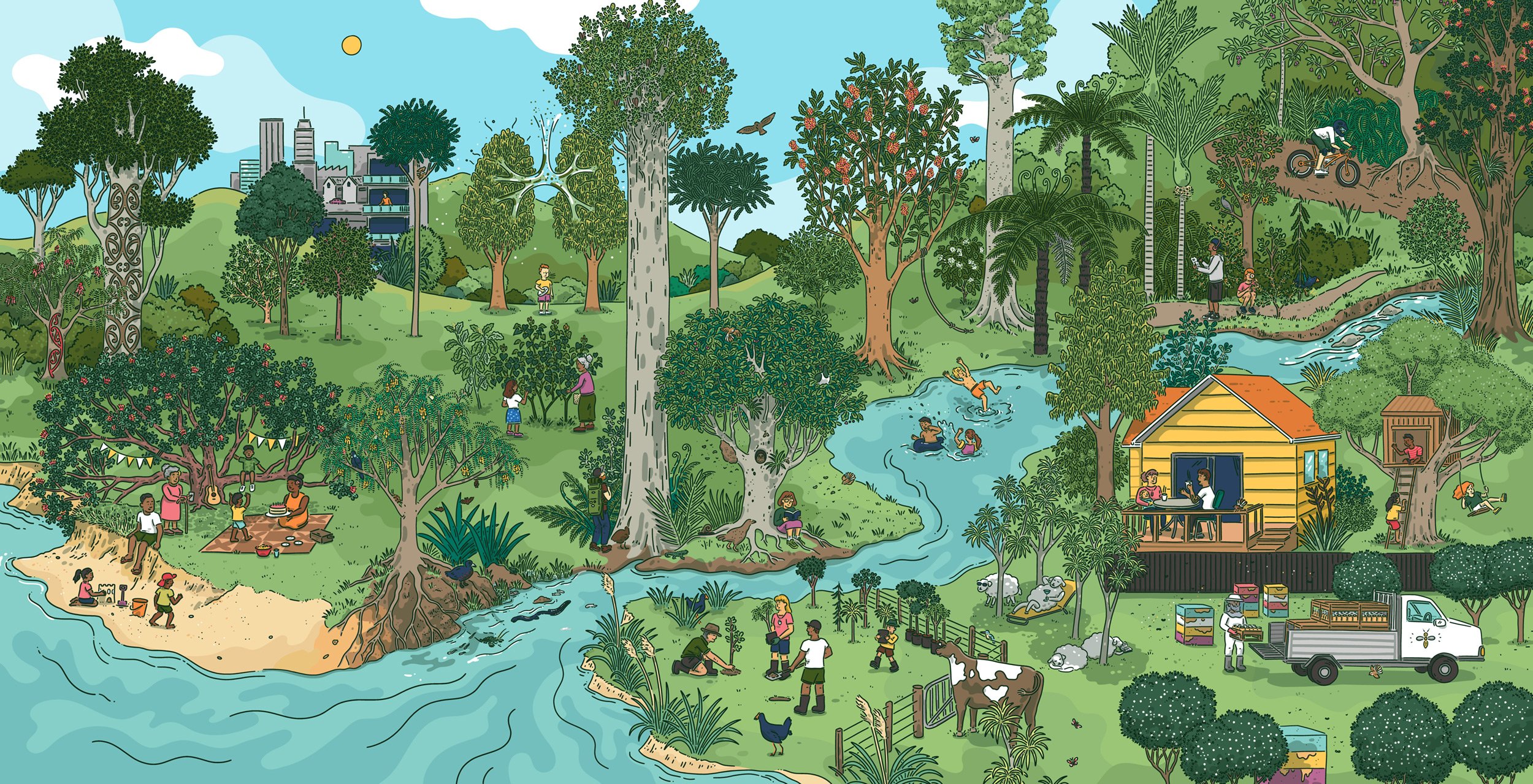 The 20 reasons to love native trees were also developed as individual illustrations to enable each reason to be celebrated in isolation.