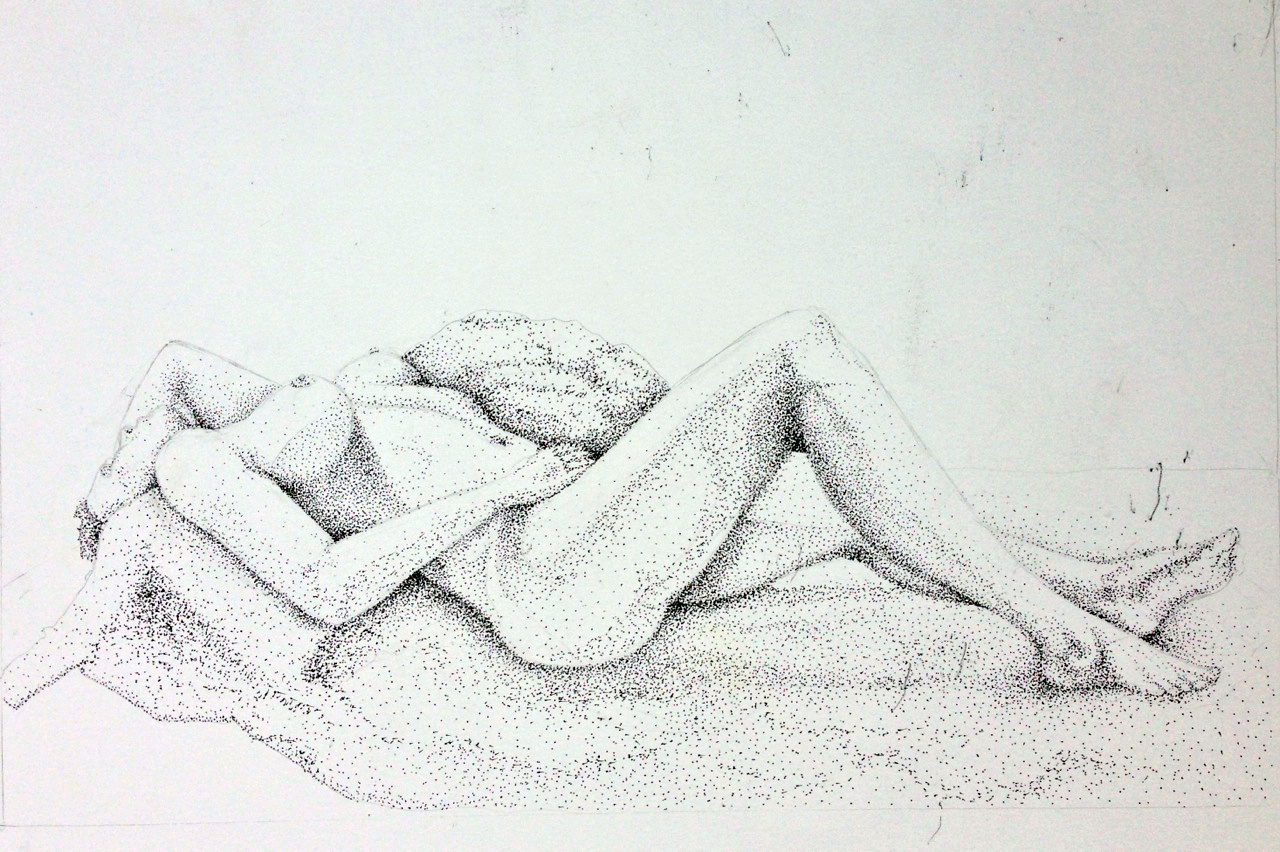 Dotted Reclining Female Nude