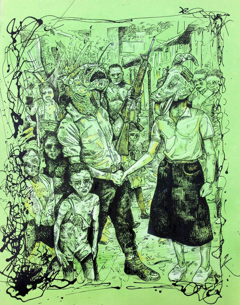 The Sick Fish and the Quack (customized screenprint)