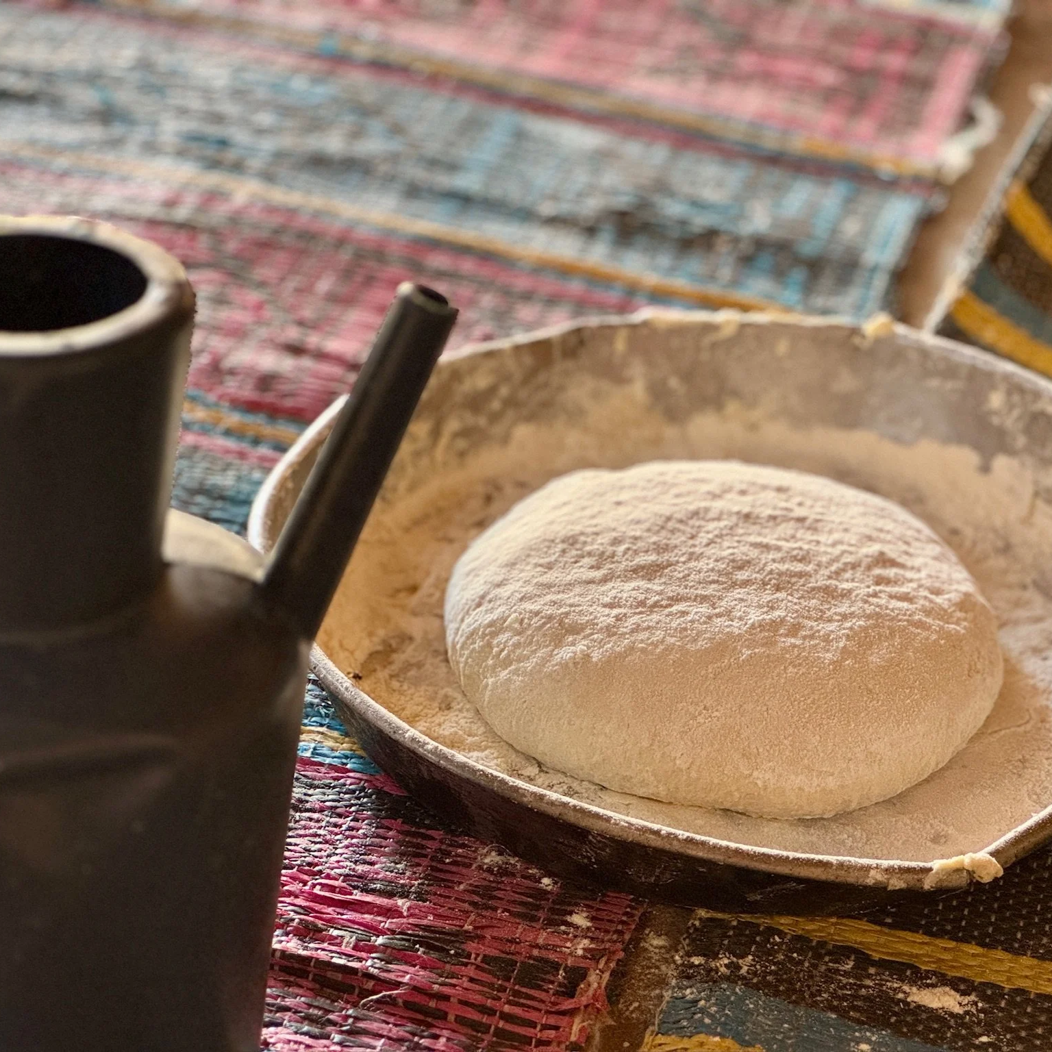 Arboud dough resting until it will be baked outside.