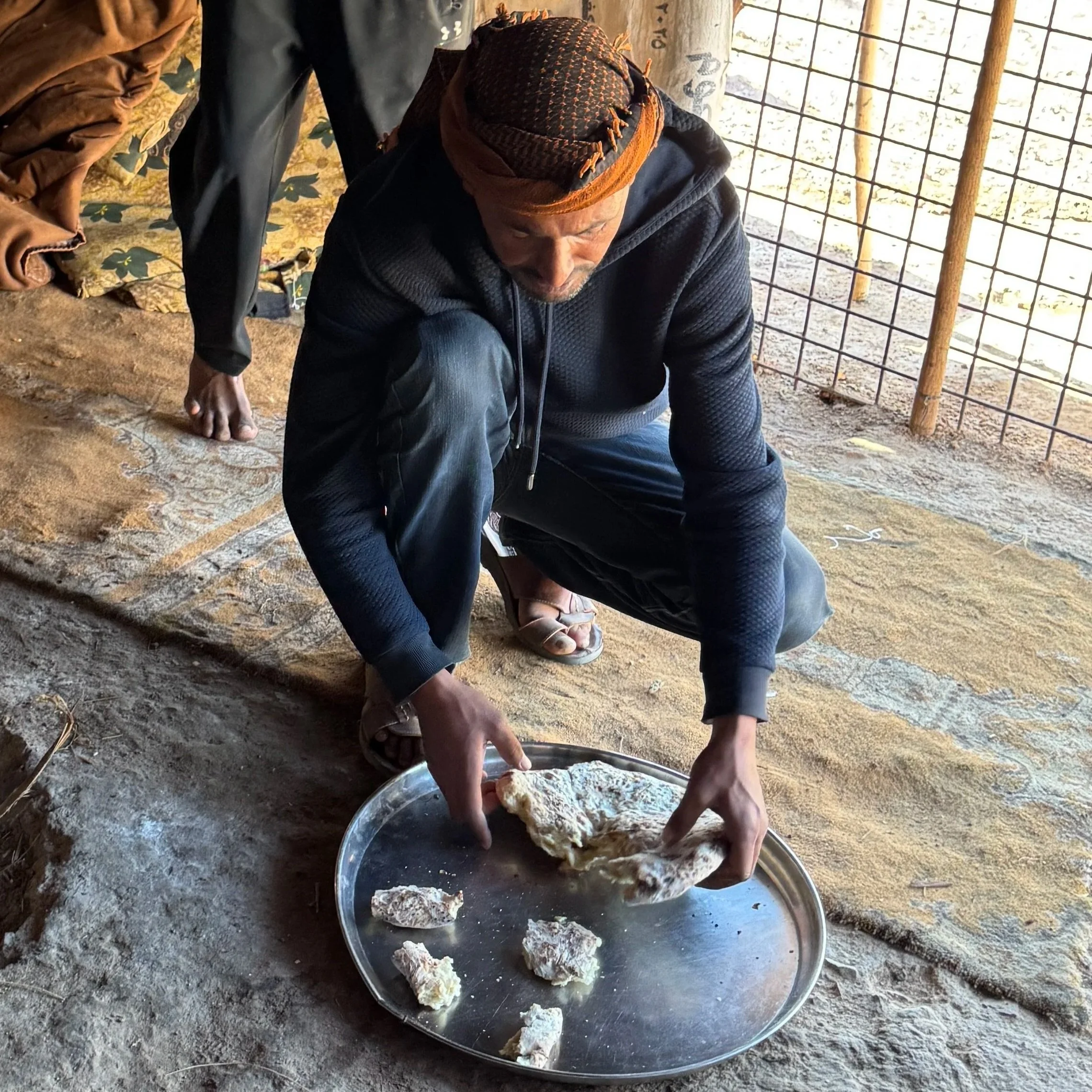 This is a simple bread that Bedouin families in all of Jordan eat daily. I couldn’t help but make the connection between the arboud bread and communion bread on an altar. 