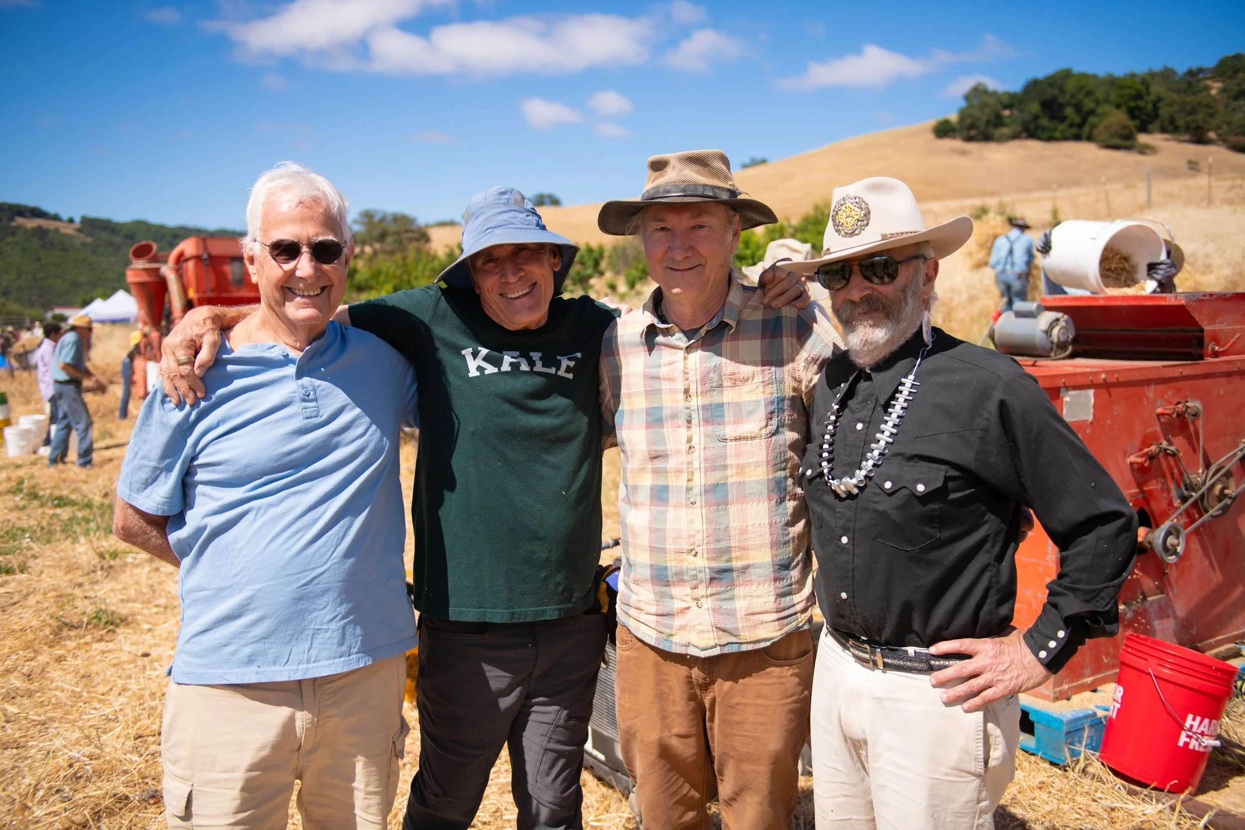 New friendships forged in the field. Left to Right: ADD NAME, ADD NAME, Mark Squire, Owner of Tara Firma Farms, and ADD NAME