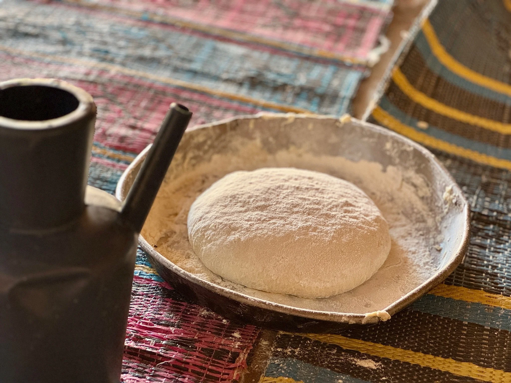 Arboud dough resting until it will be baked outside.