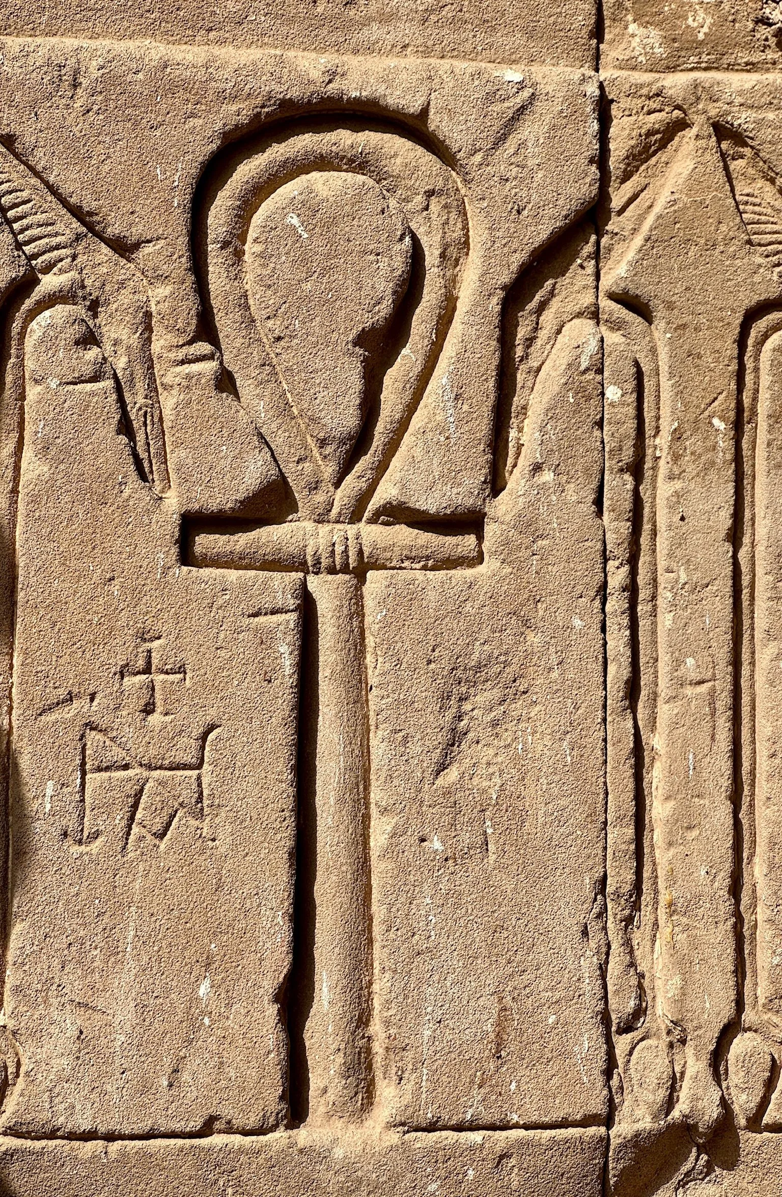 Everywhere we went, the ankh appeared — the ancient Egyptian symbol for life — in the same spaces as wheat and bread. 