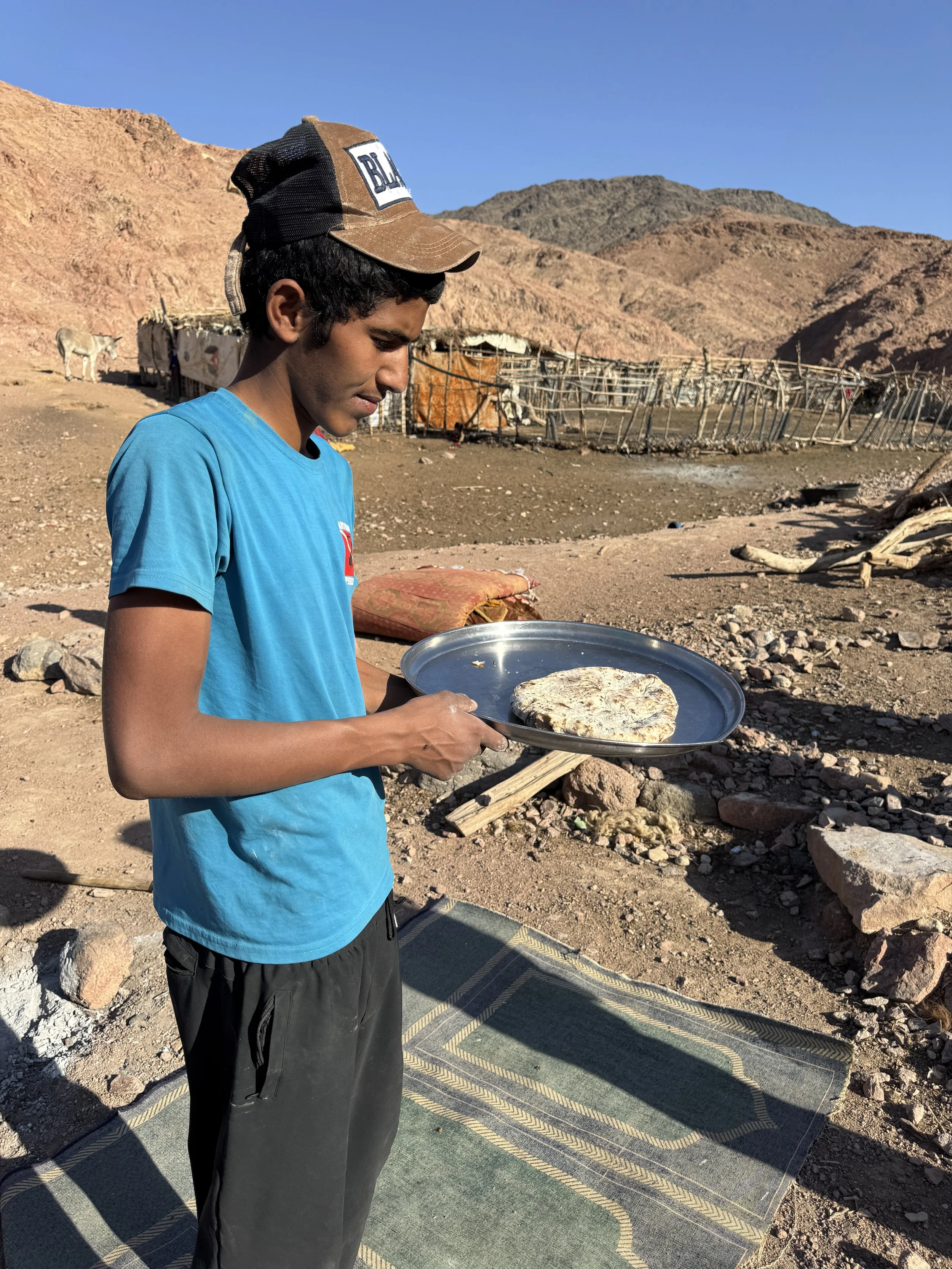 Arboun bread fresh and warm from the coals.