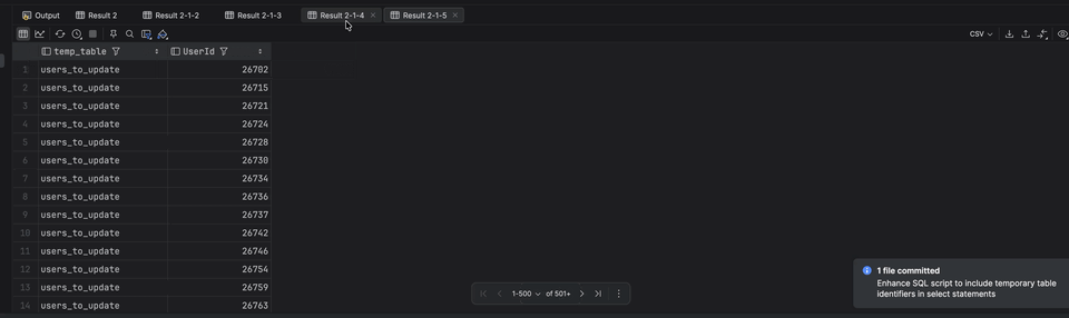 See all temp table results when @push_to_prod = 0