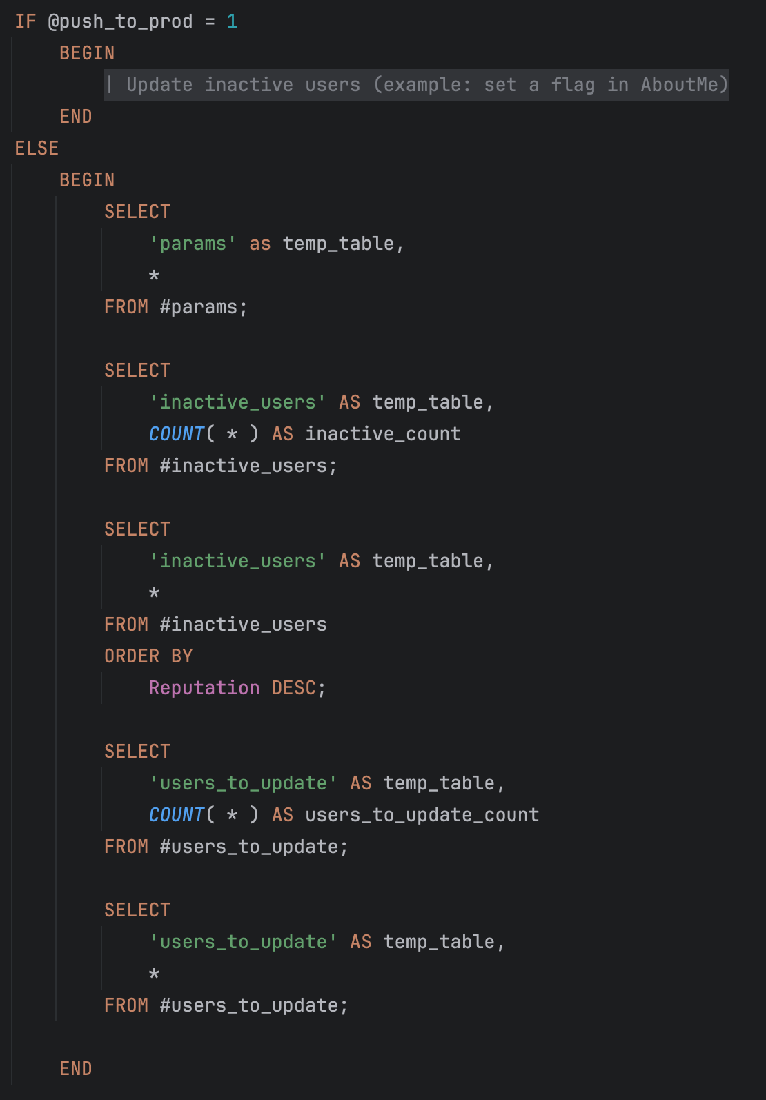 See all temp tables when @push_to_prod = 0