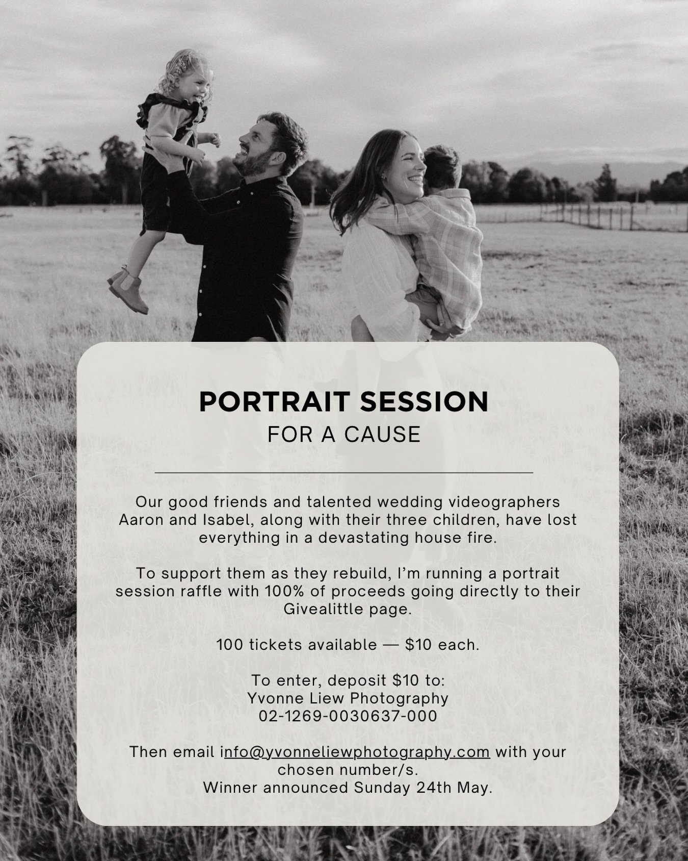 Popping this one here incase you didn&rsquo;t see my story last week. I have 25 left and would love and appreciate any support. Thank you so much to those who have bought a ticket to help this family after their house fire.

Email me if you want a ra