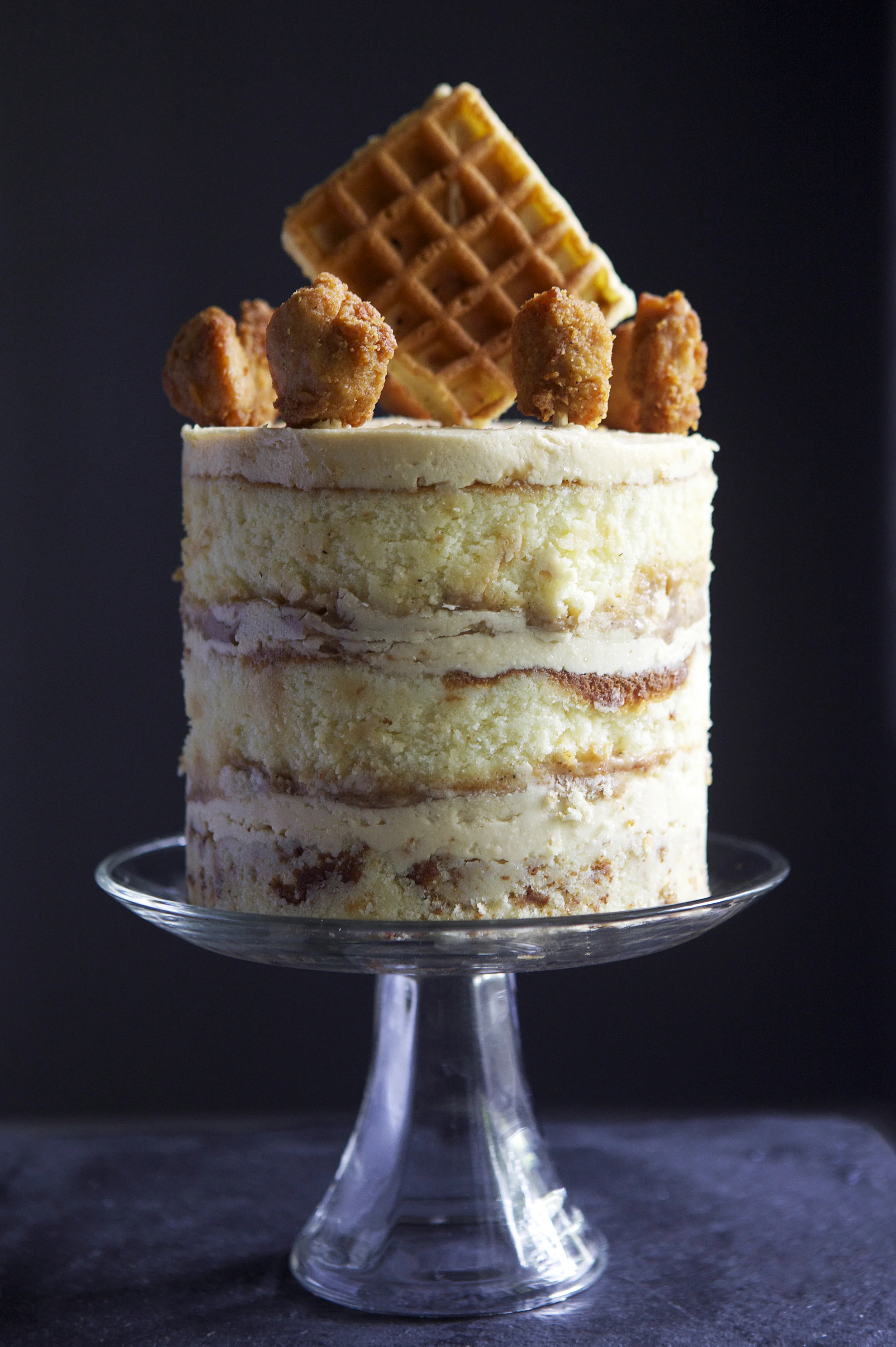 Chicken & Waffles Cake + my blog birthday!