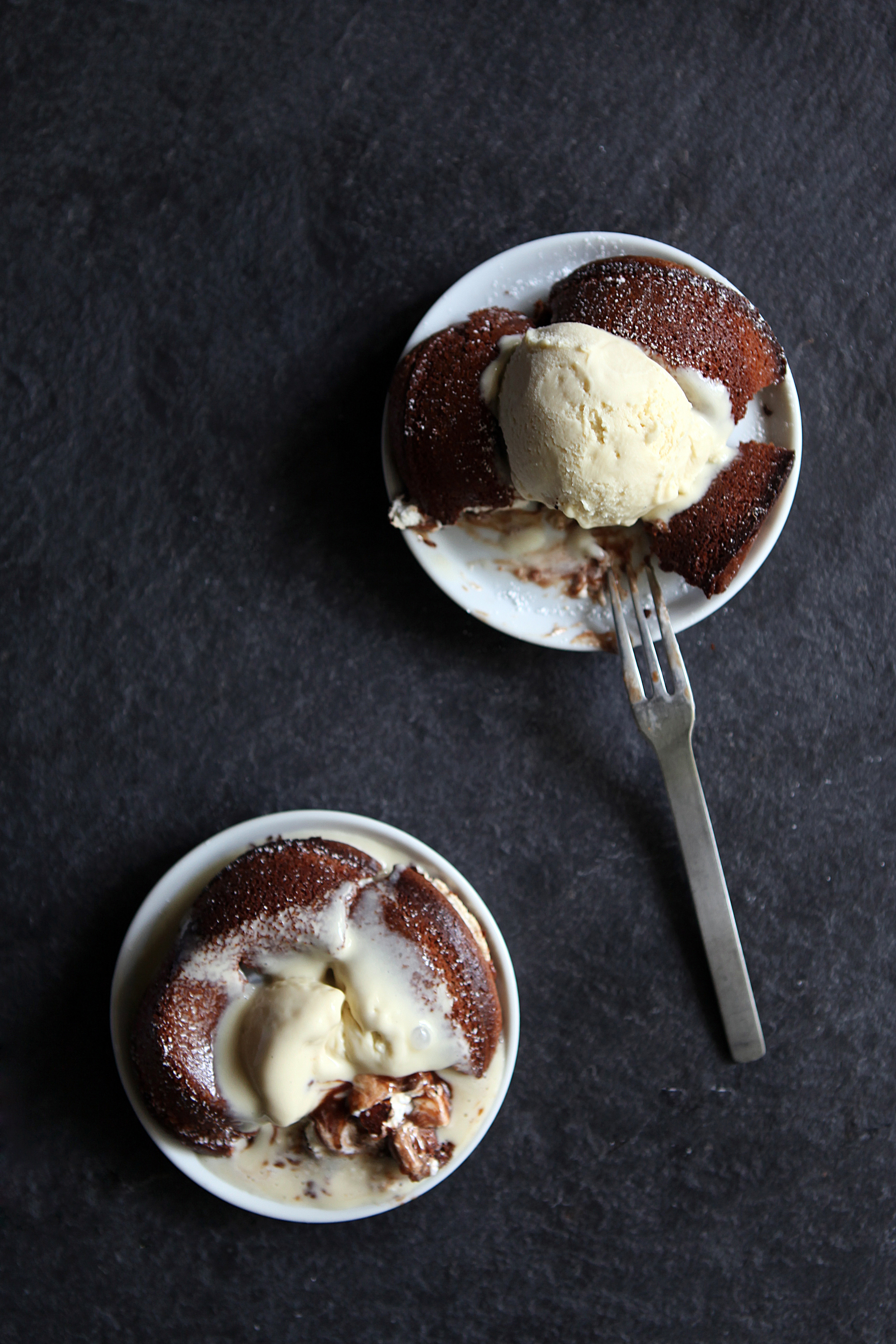 Hot Cocoa Molten Lava Cakes + Toasted Marshmallow Ice Cream  