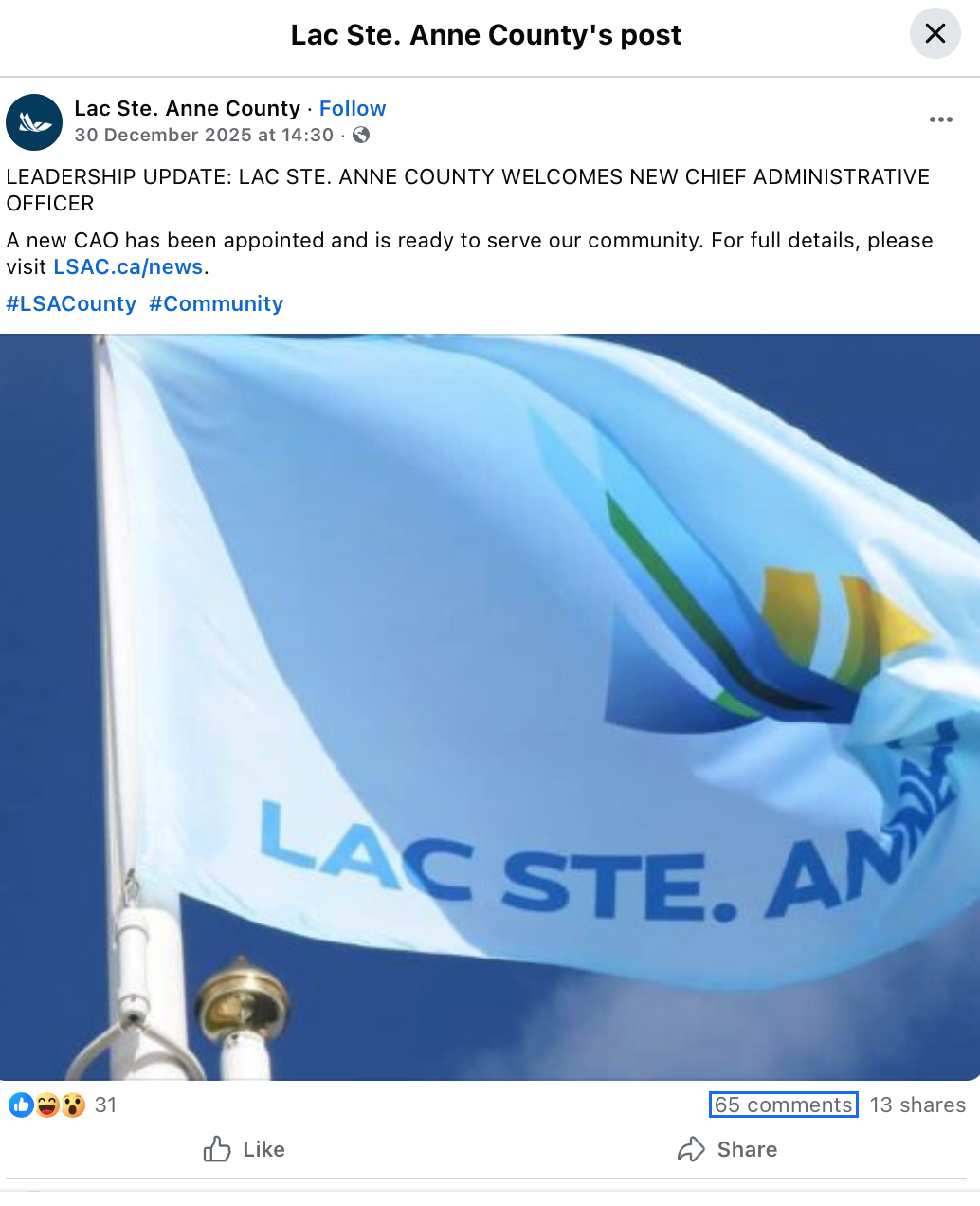 Lac St Anne Announcement