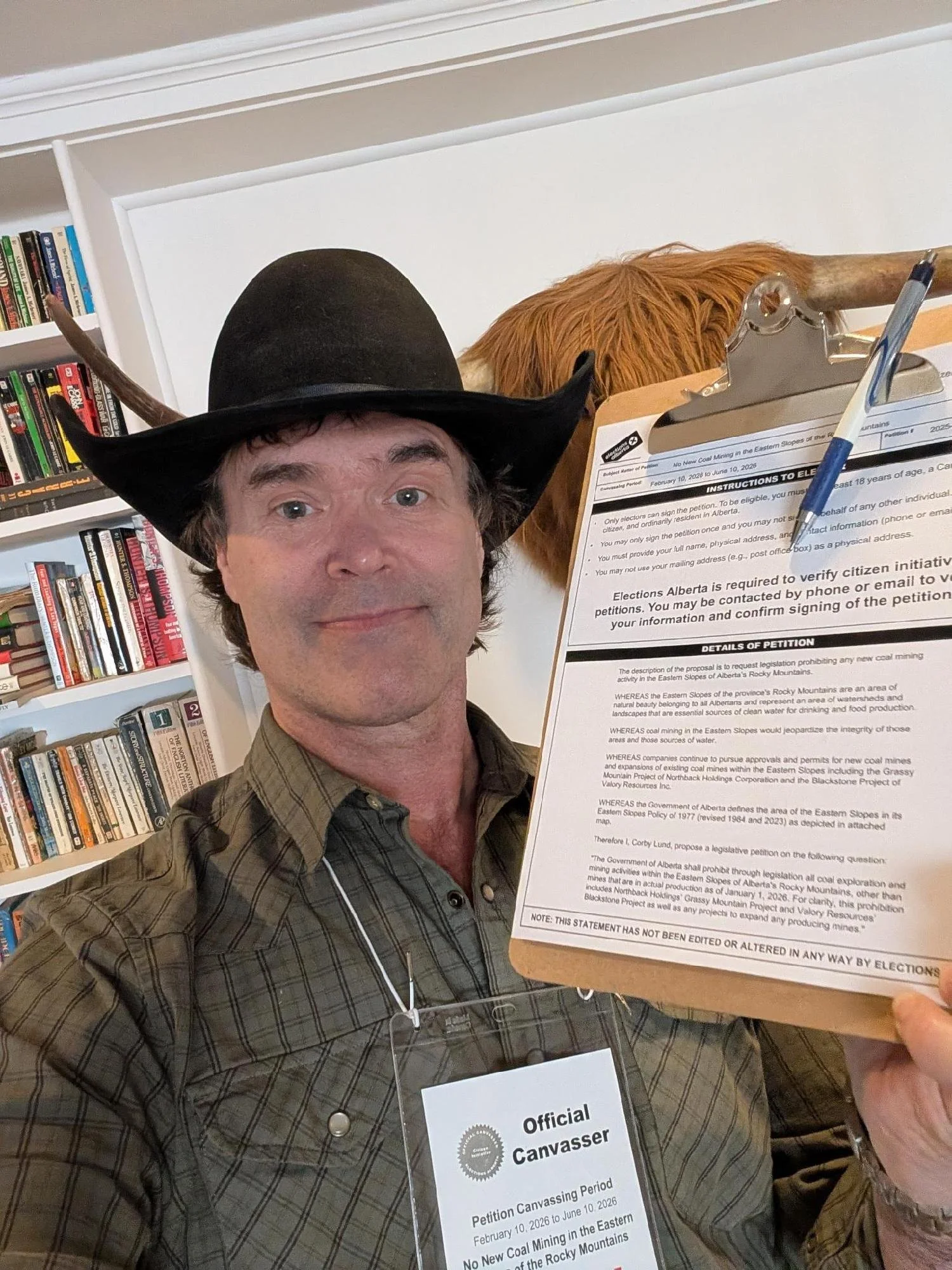 Corb Lund In Hat, Seven Persons Sunday for Petition Drive
