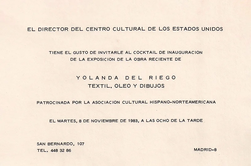 Invitation to the opening reception / Invitación a la inauguración
