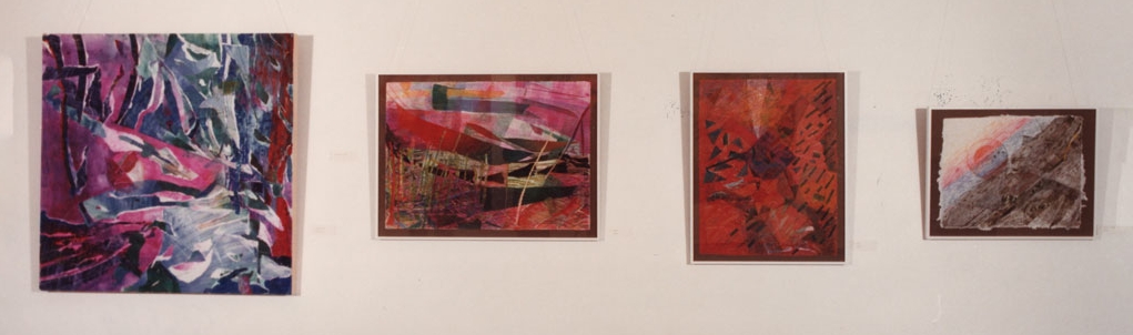 Left: oil and collage; mixed-media drawings / Izquierda: óleo y collage; dibujo y técnicas mixtas
