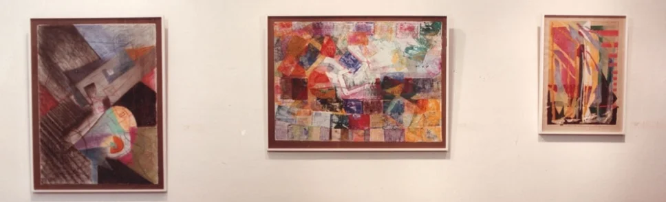 Left to right: Pastel drawing, mixed-media drawing, collage. / De izquierda a derecho: Dibujo, técnicas mixtas, collage 