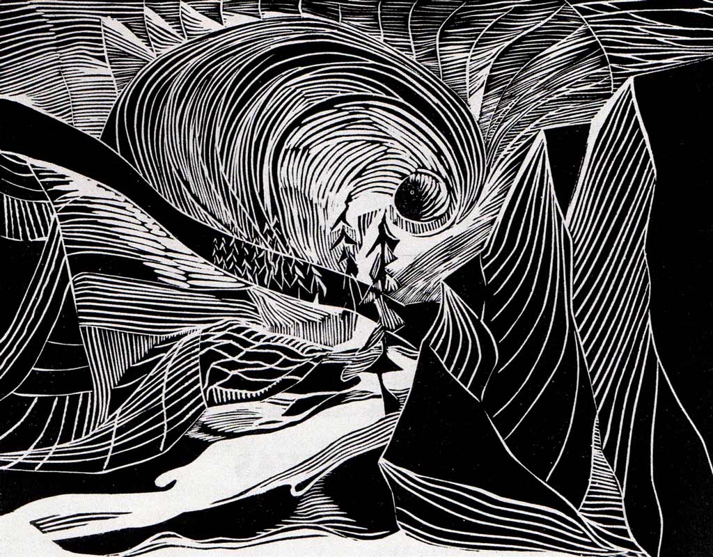 Aurora Borealis . 1976. Linocut