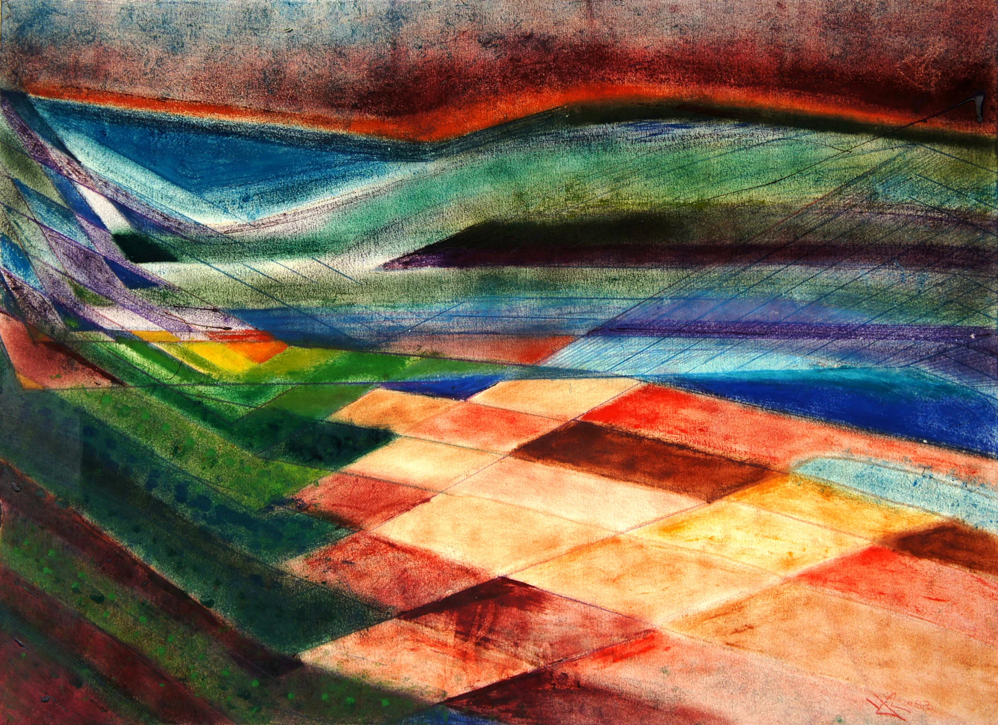   Vertiente sur  (1983) (Southern Slope)  Oil on Twinrocker handmade paper, 58 x 78.5 cm  [Ref #830901] 